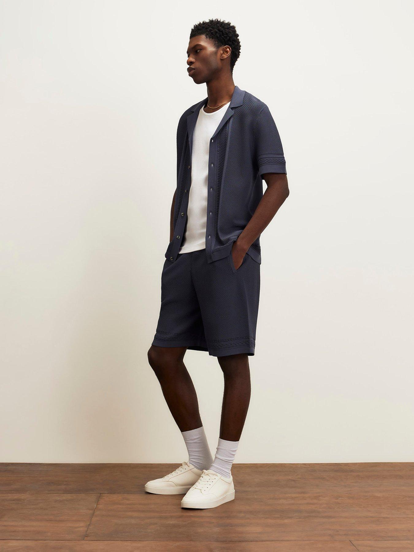 River Island Knitted Shorts, Dark Blue, Size S, Men