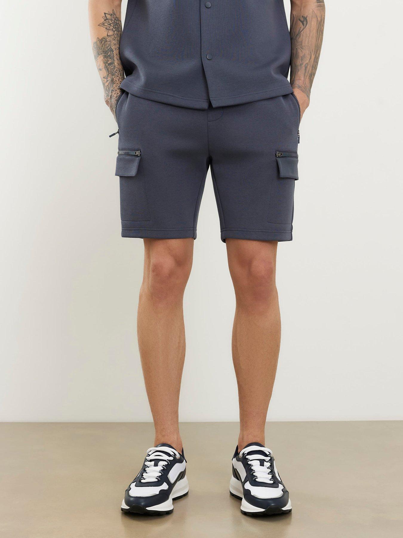 river-island-reg-scuba-nylon-shorts-grey
