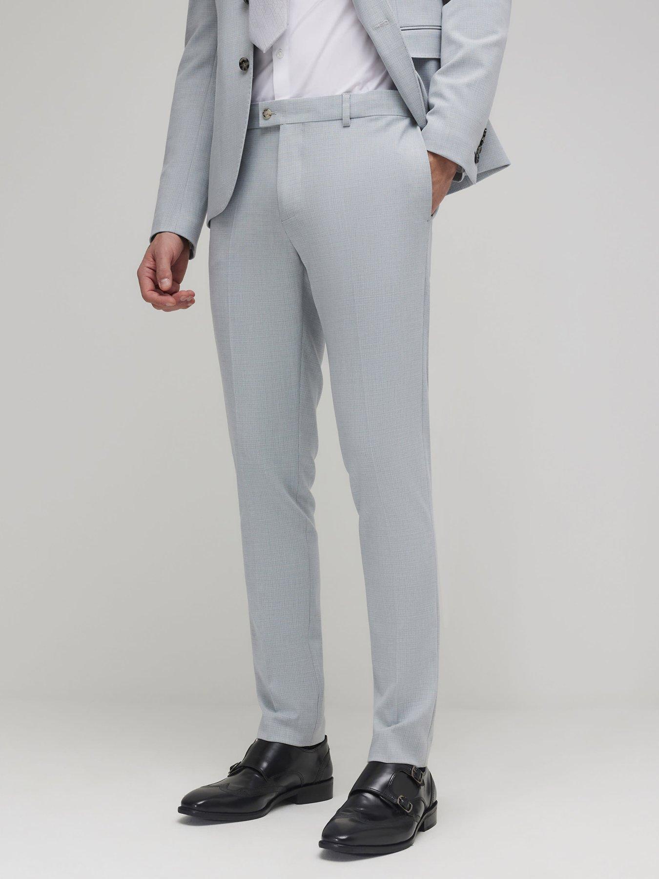 River Island Microcheck Skinny Suit Trouser - Blue