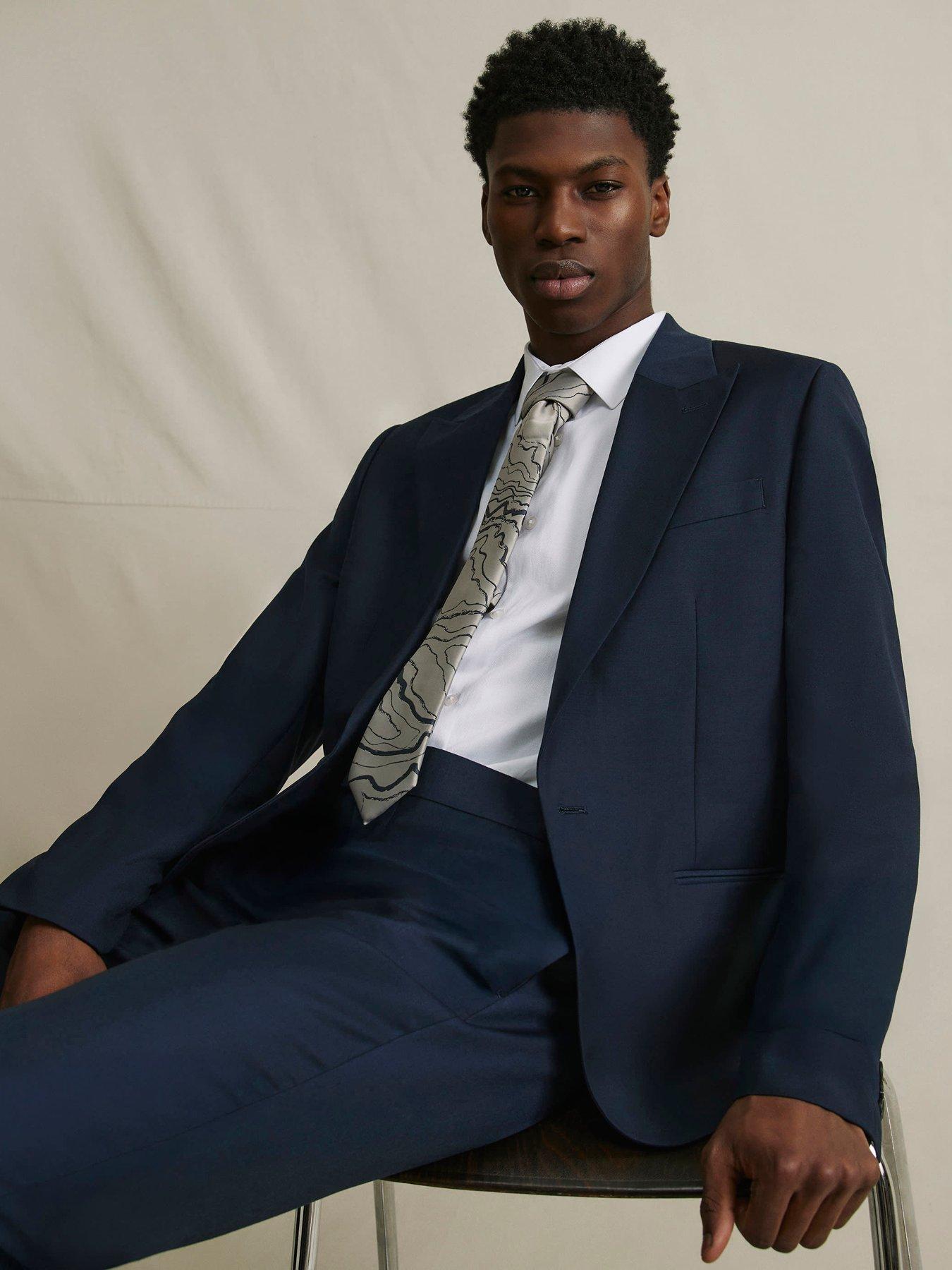 River Island Buzzy Blue Suit Jacket - Navy