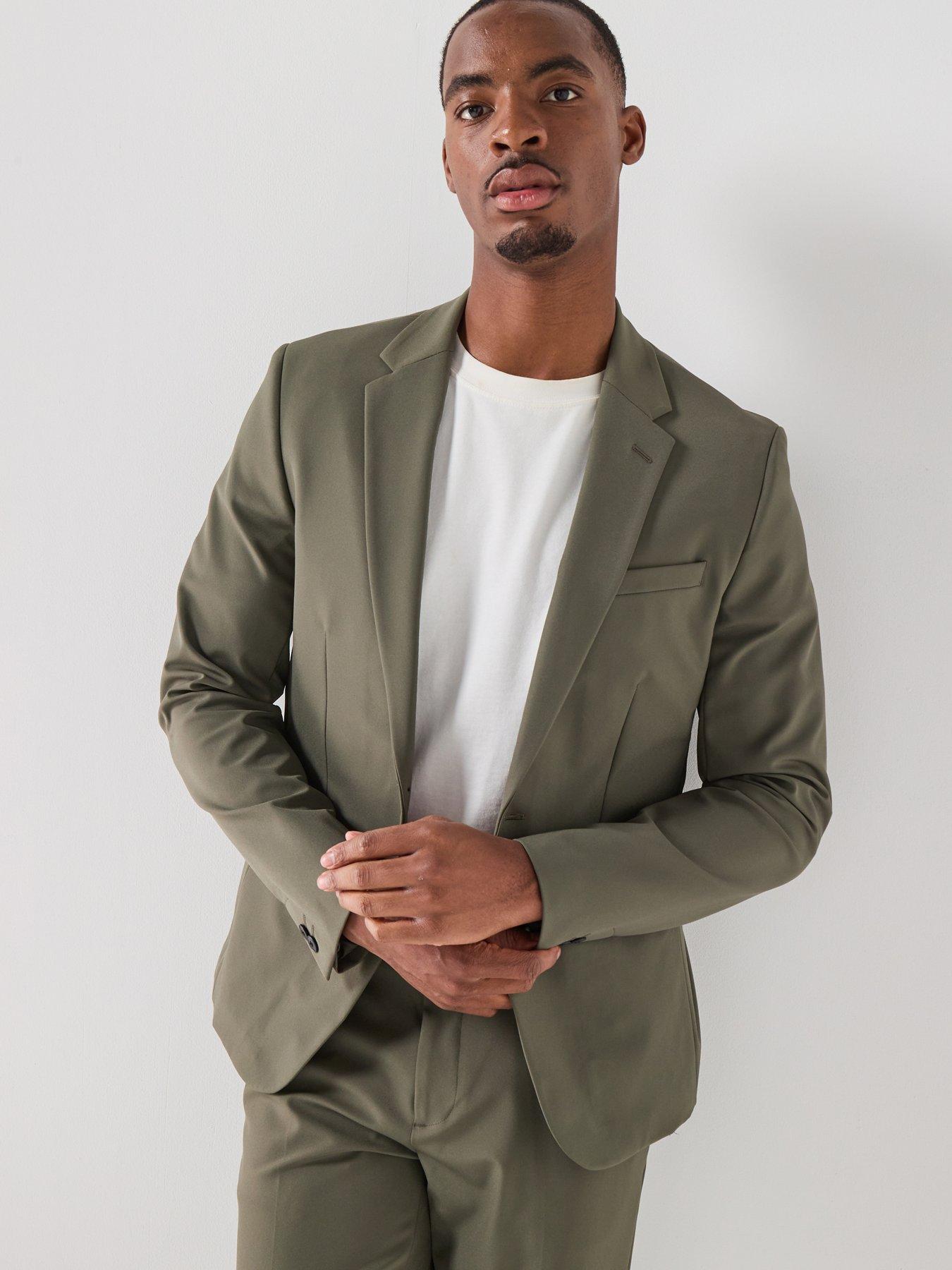 Image 1 of 4 of River Island Tech Comfort Skinny Fit Suit Jacket - Green