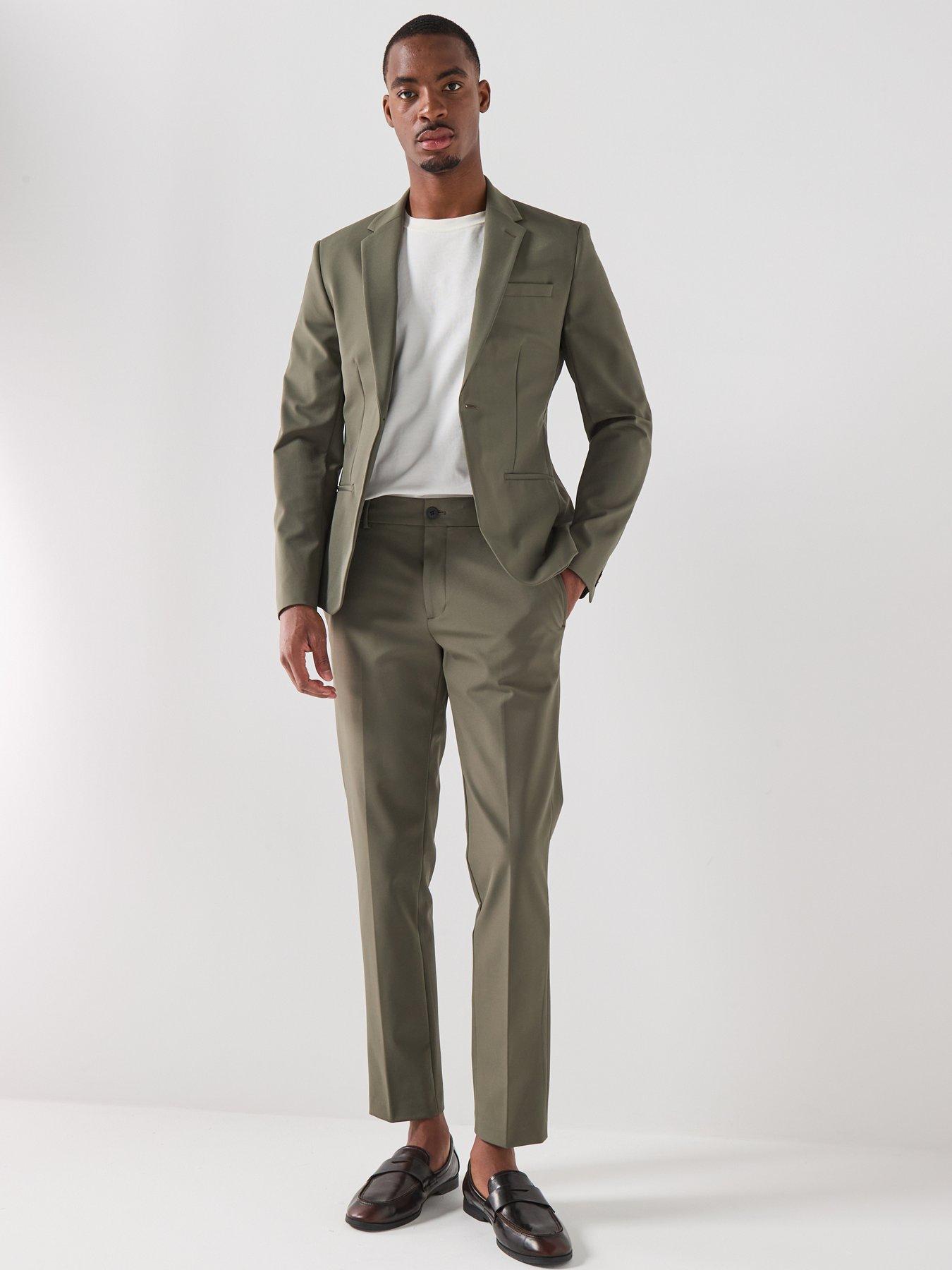 Image 3 of 4 of River Island Tech Comfort Skinny Fit Suit Jacket - Green