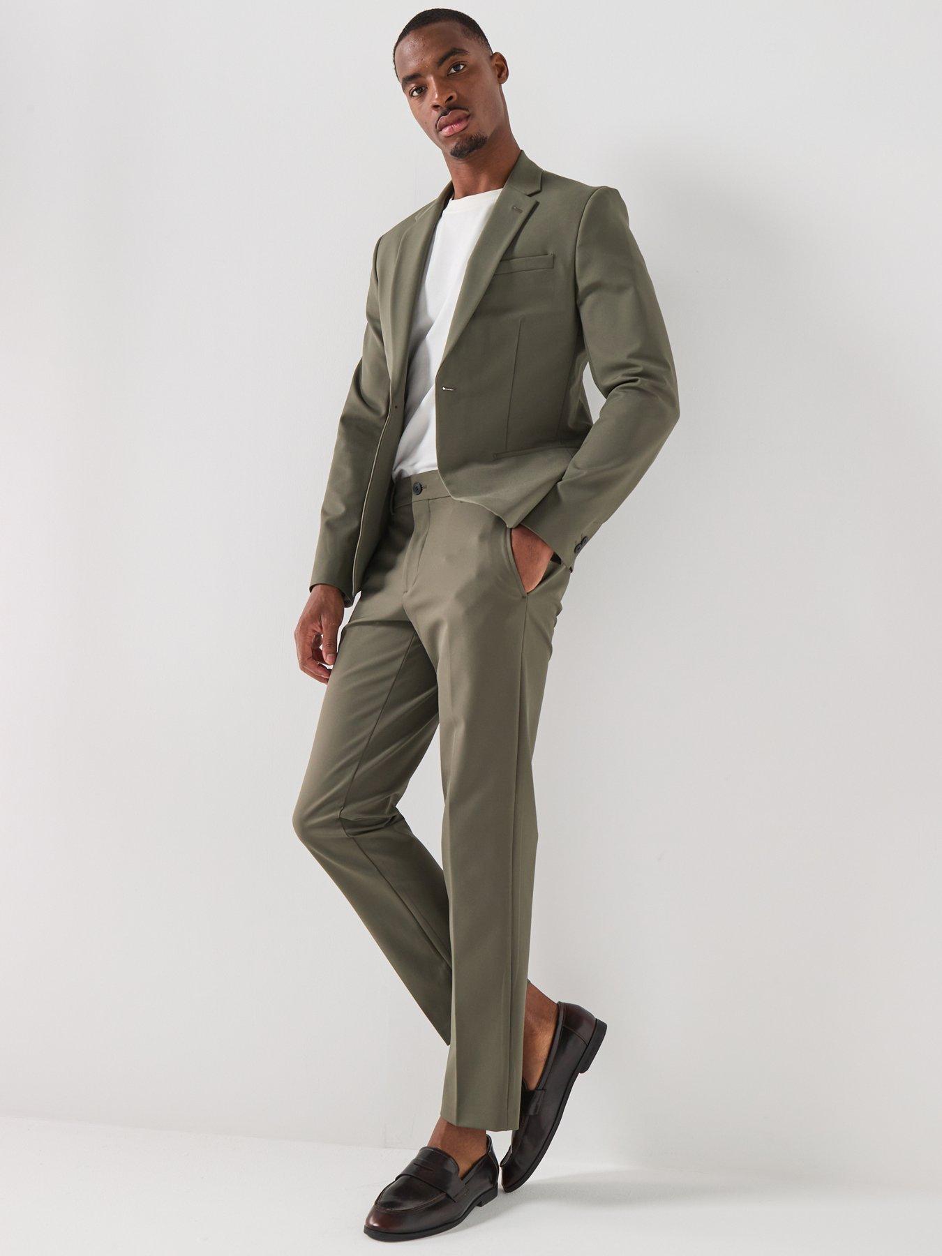 Image 4 of 4 of River Island Tech Comfort Skinny Fit Suit Jacket - Green