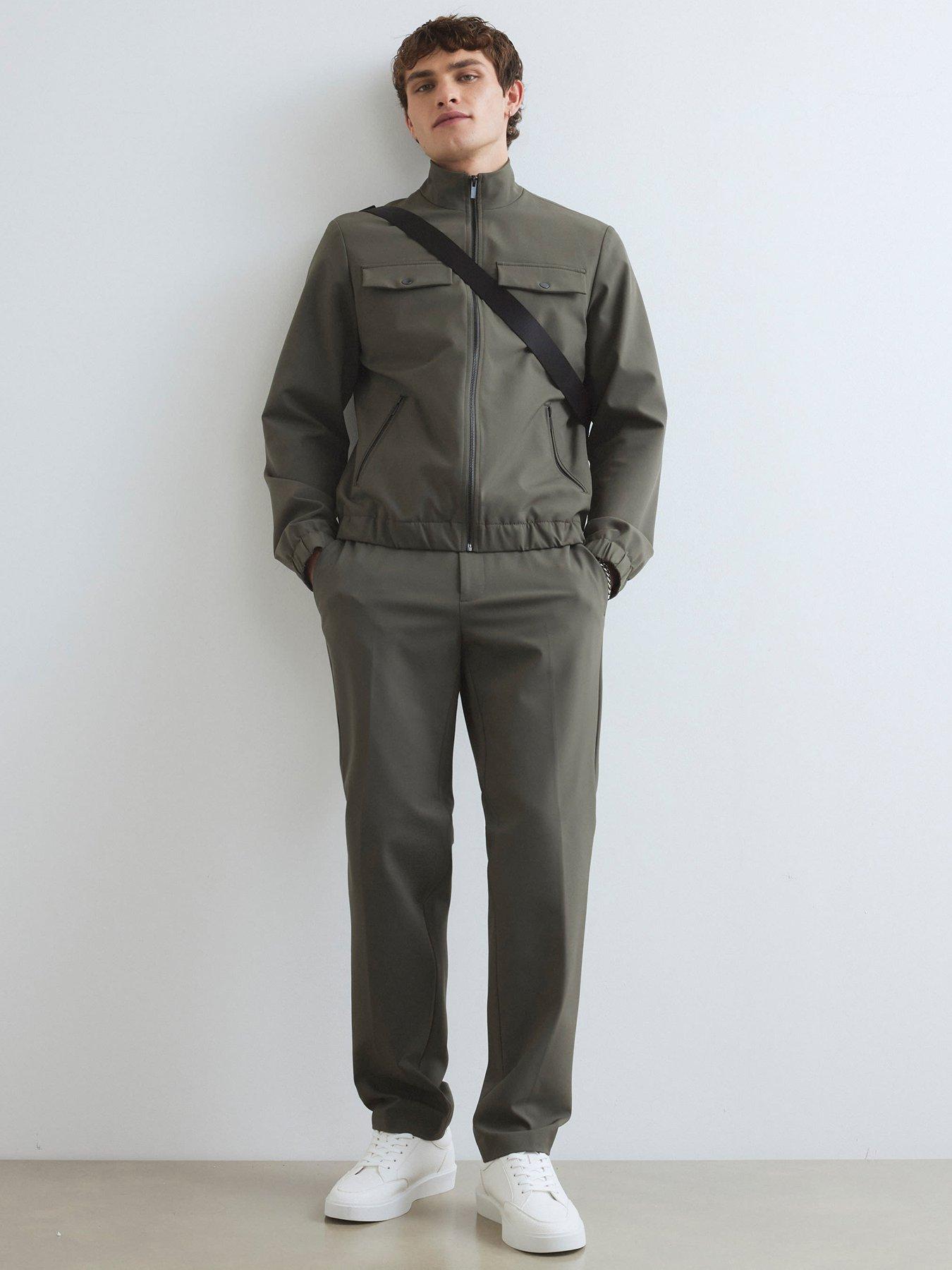 River Island: Tech Comfort Suit Trousers - Green