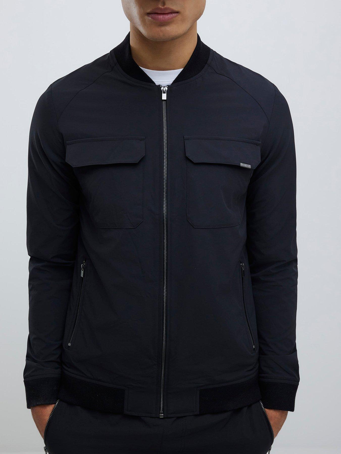 Image 1 of 4 of River Island Defined Muscle Fit Bomber - Black