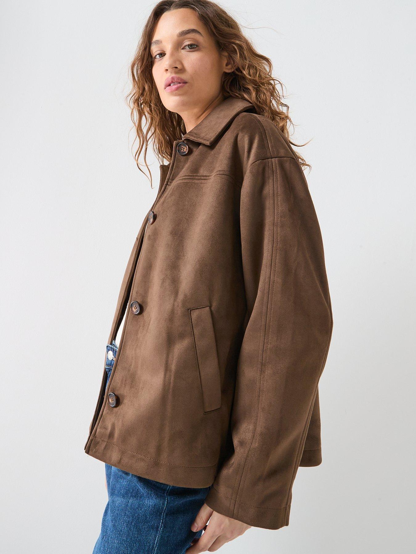 Image 5 of 6 of Only Carolina Faux Suede Jacket - Brown
