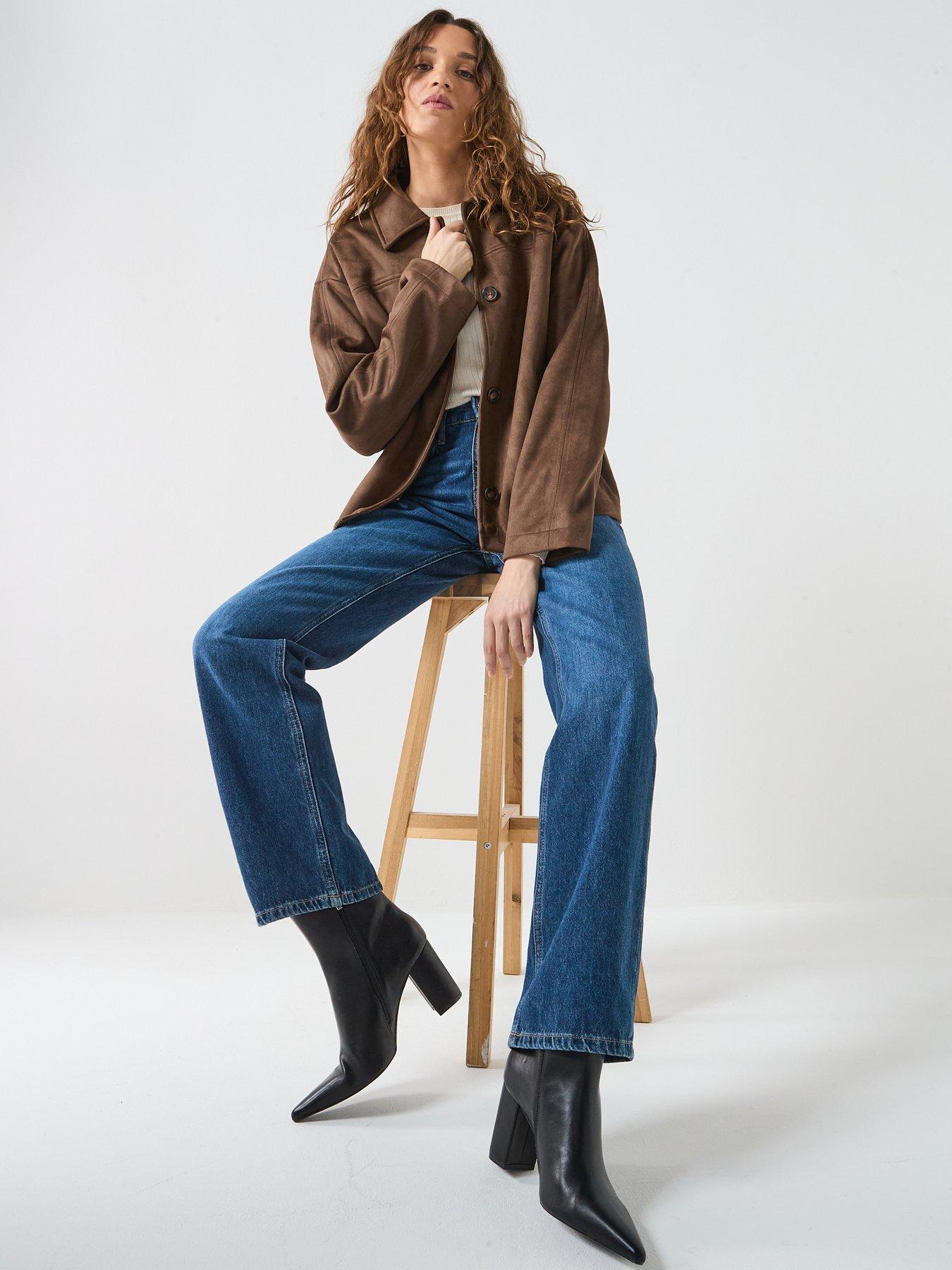 Image 6 of 6 of Only Carolina Faux Suede Jacket - Brown