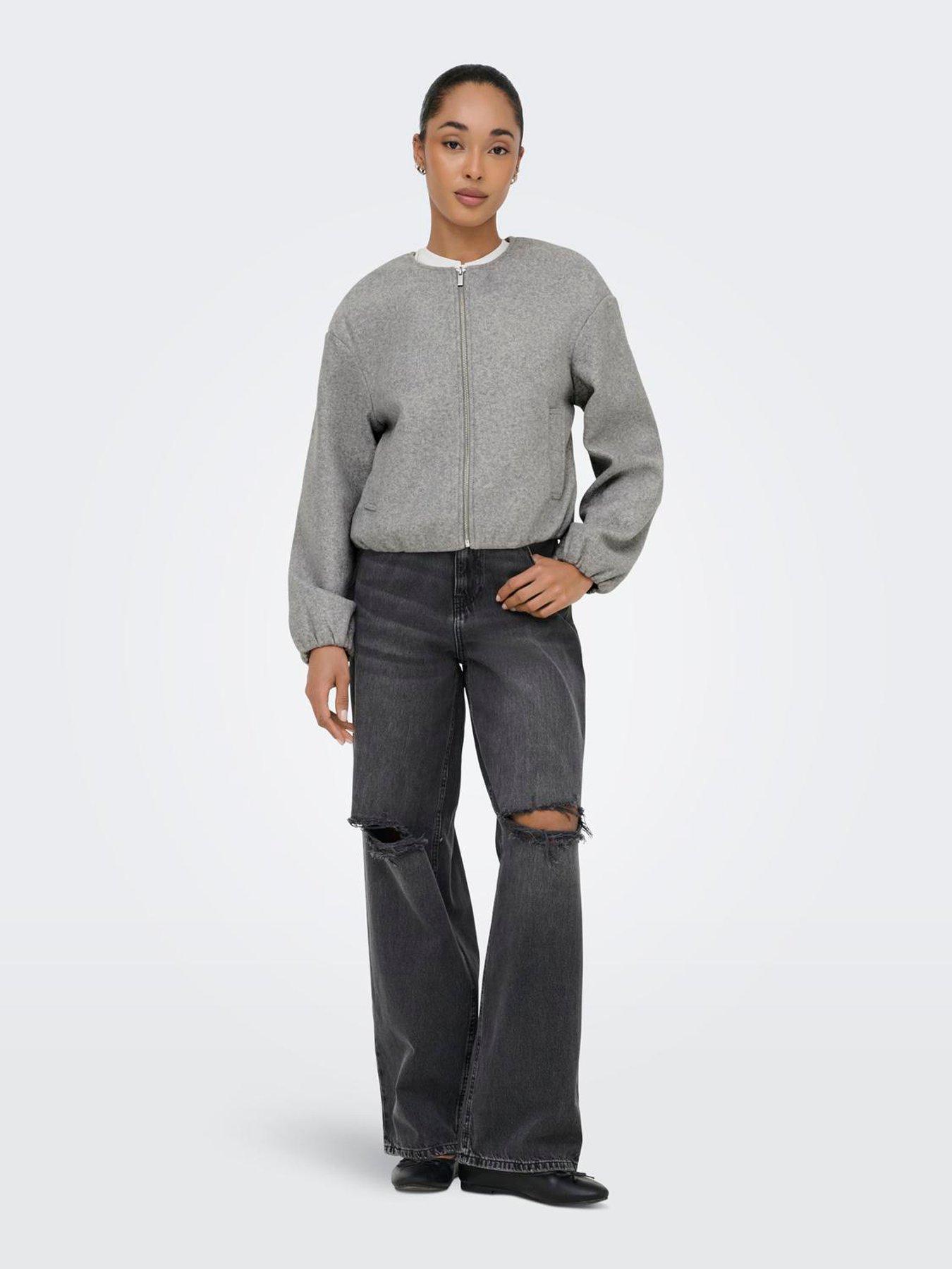 Image 3 of 5 of Only Long Sleeve Balloon Bomber Jacket - Light Grey