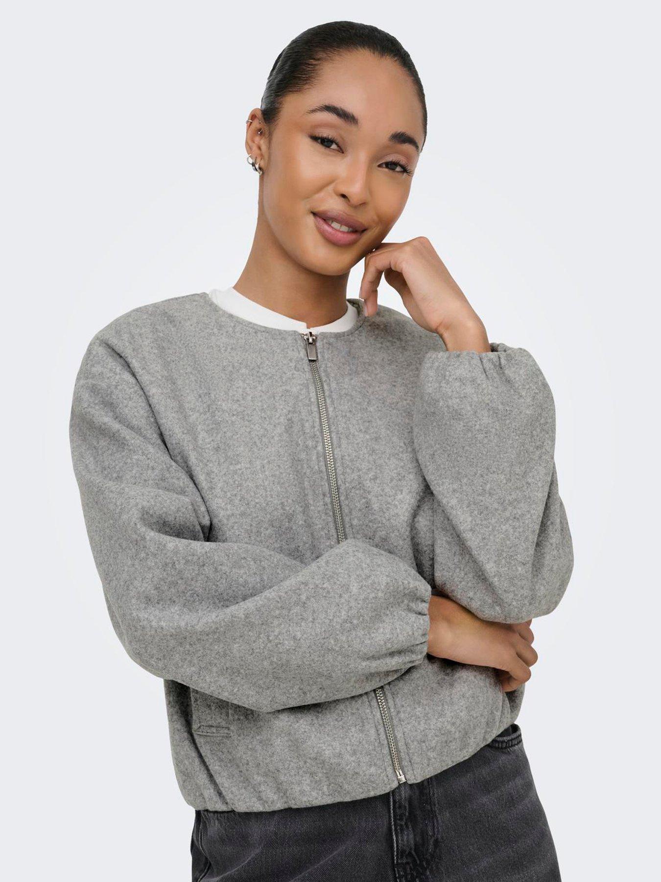 Image 5 of 5 of Only Long Sleeve Balloon Bomber Jacket - Light Grey