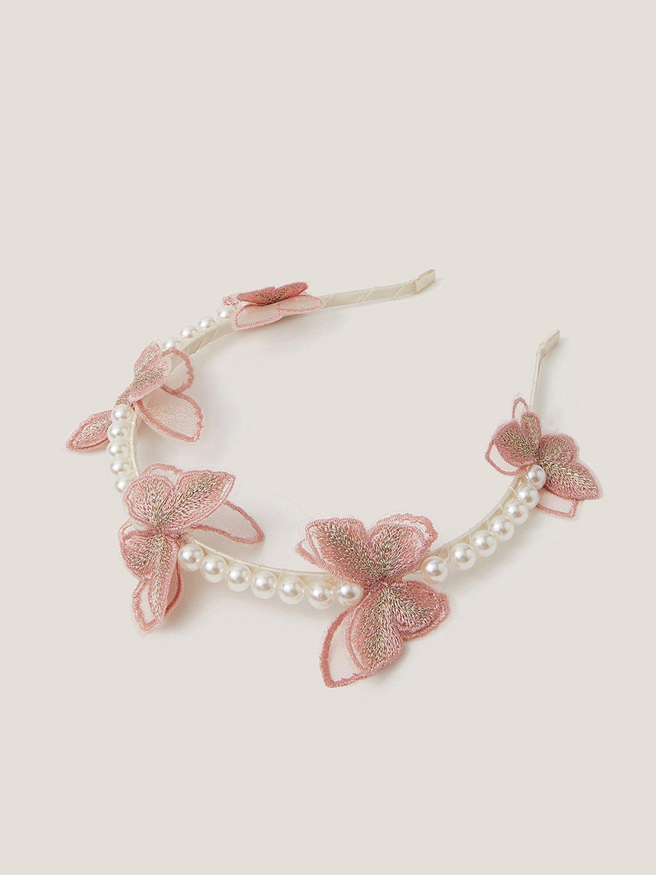 Monsoon Girls Butterfly Pearl Aliceband - Pink