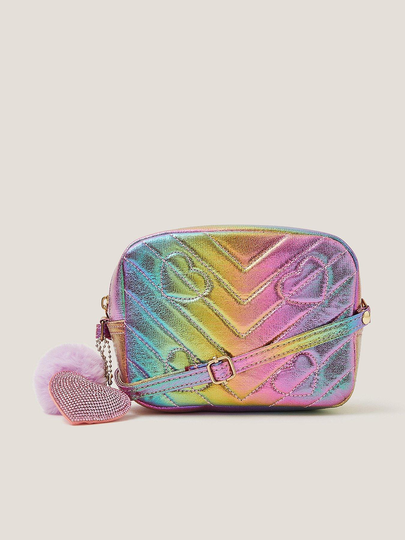 Monsoon Girls Rainbow Quilted Charm Bag - Multi