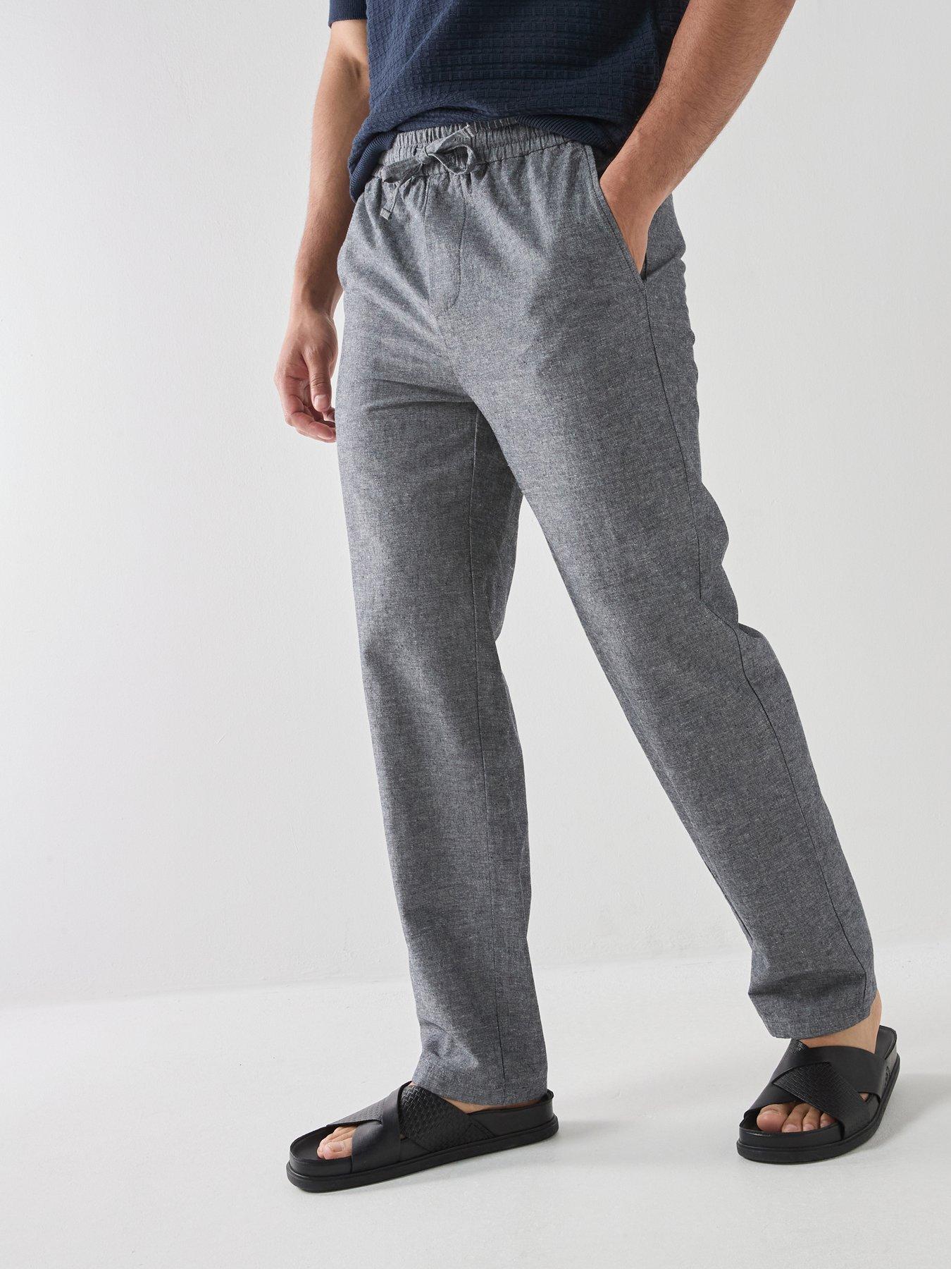 Only & Sons Sinus Loose Fit Linen Blend Trousers - Navy