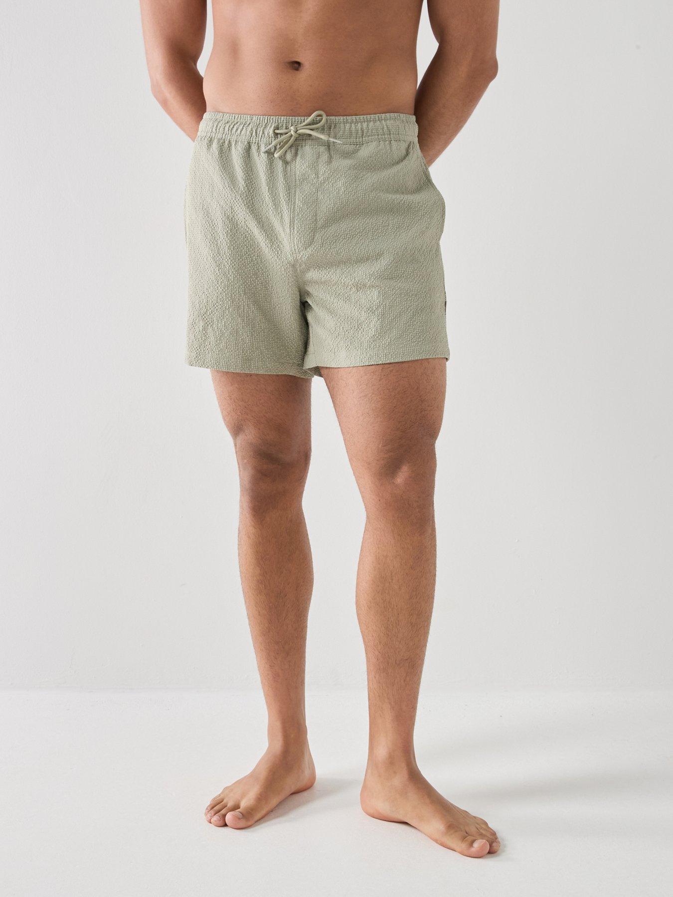 ONLY & SONS Ted Seersucker Swim Shorts, Seagrass, Size Xl, Men