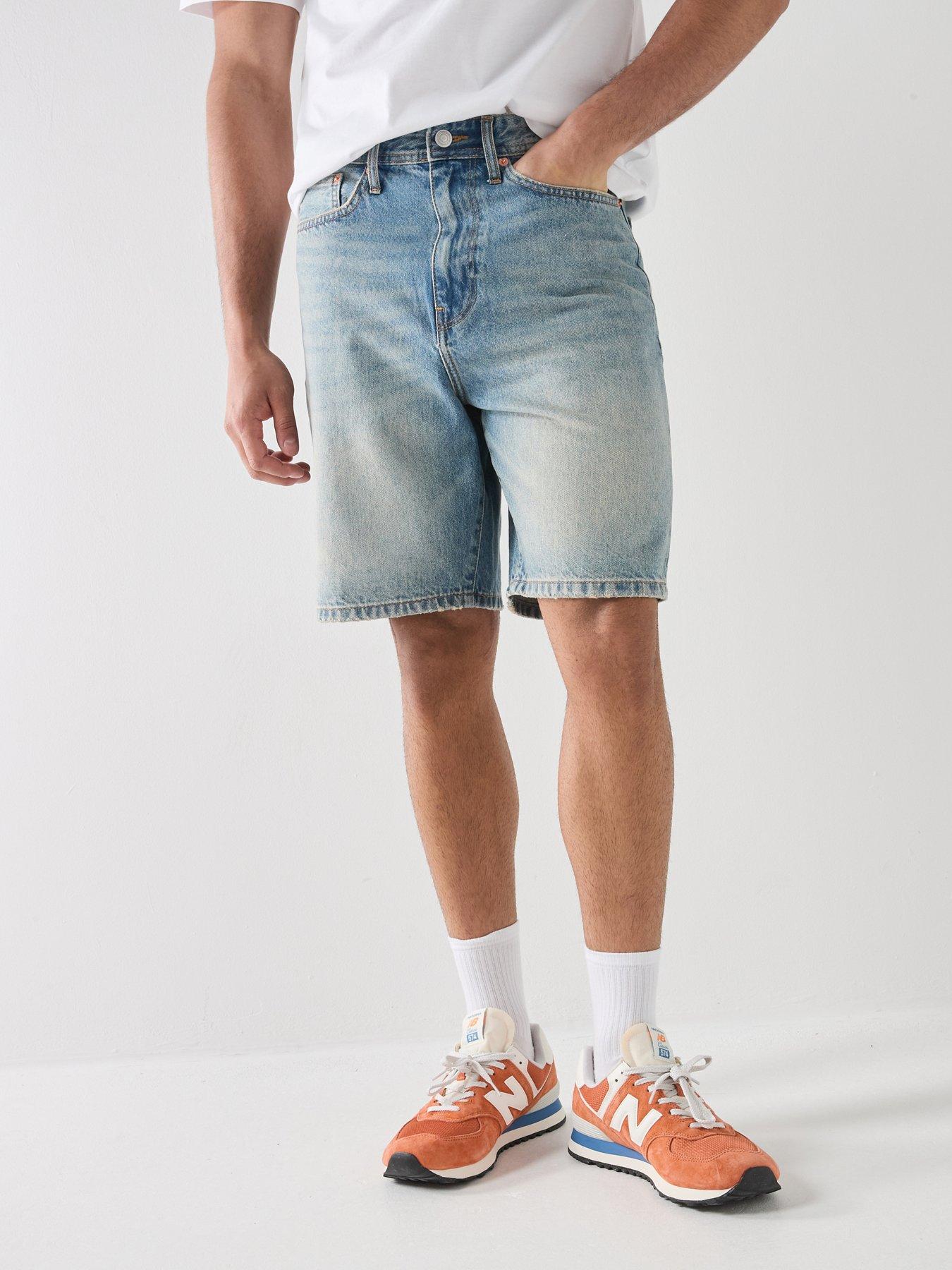ONLY & SONS Fade Tint Denim Shorts, Medium Blue Denim, Size Xl, Men