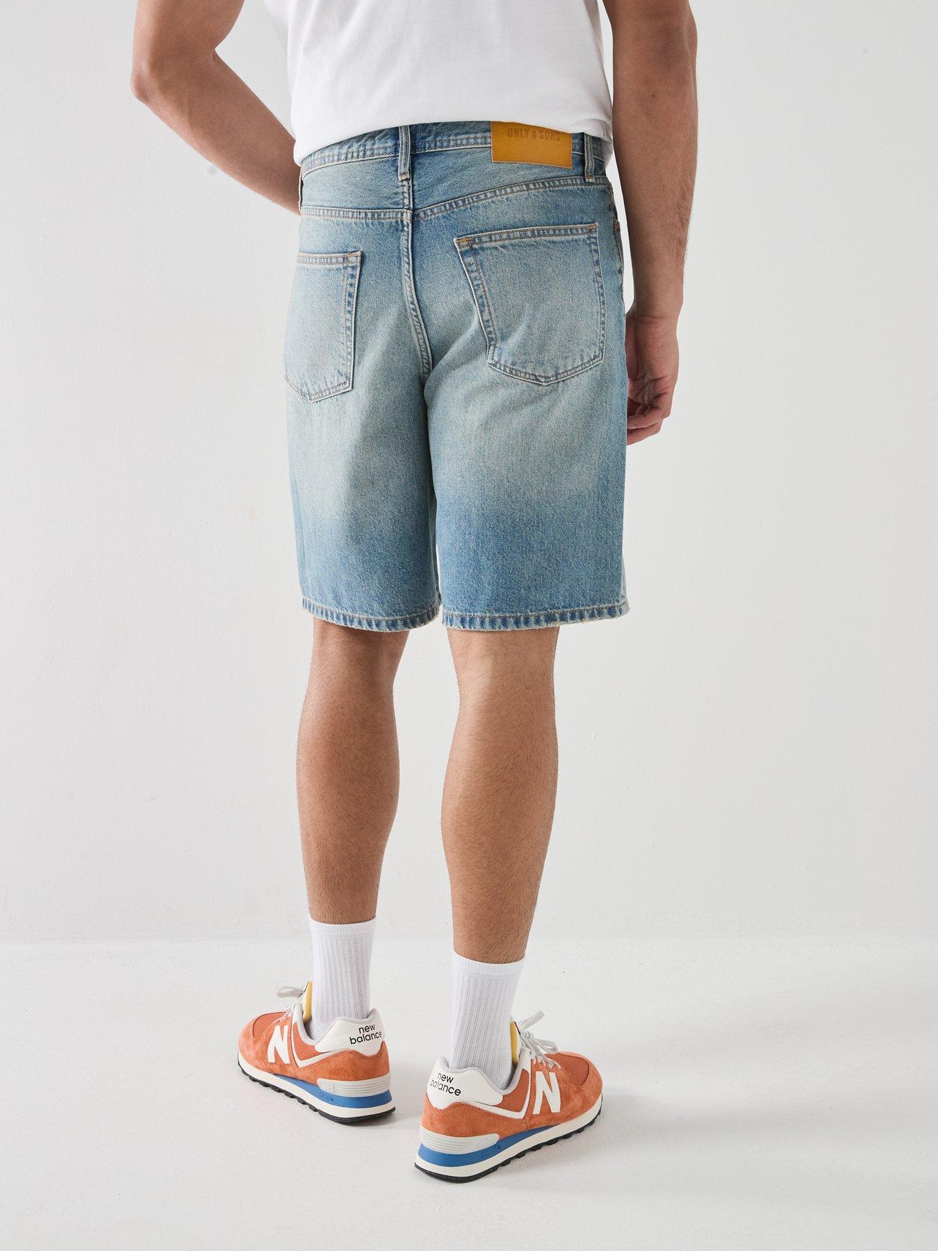 Image 2 of 6 of ONLY & SONS Fade Tint Denim Shorts - Blue