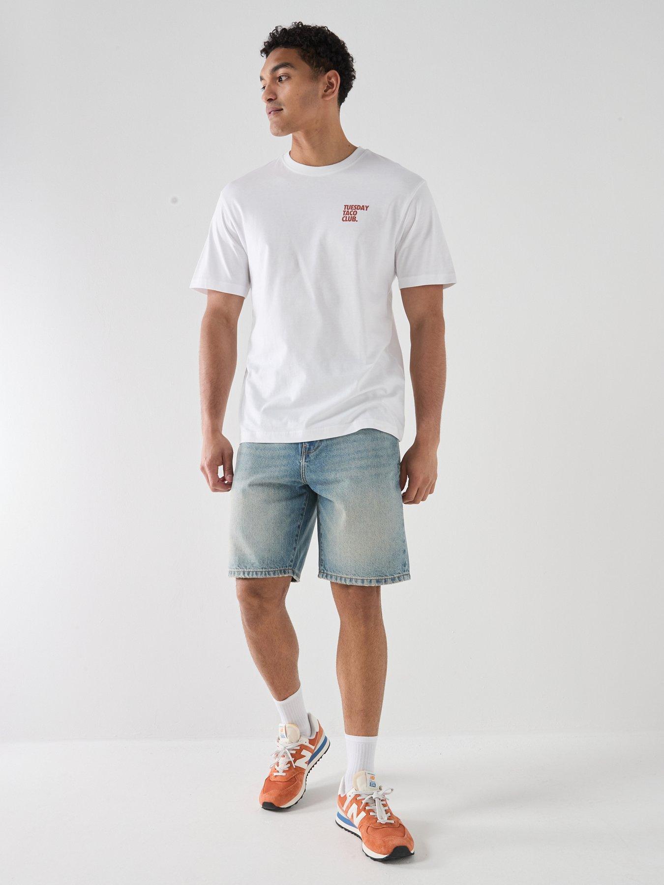 Image 3 of 6 of ONLY & SONS Fade Tint Denim Shorts - Blue