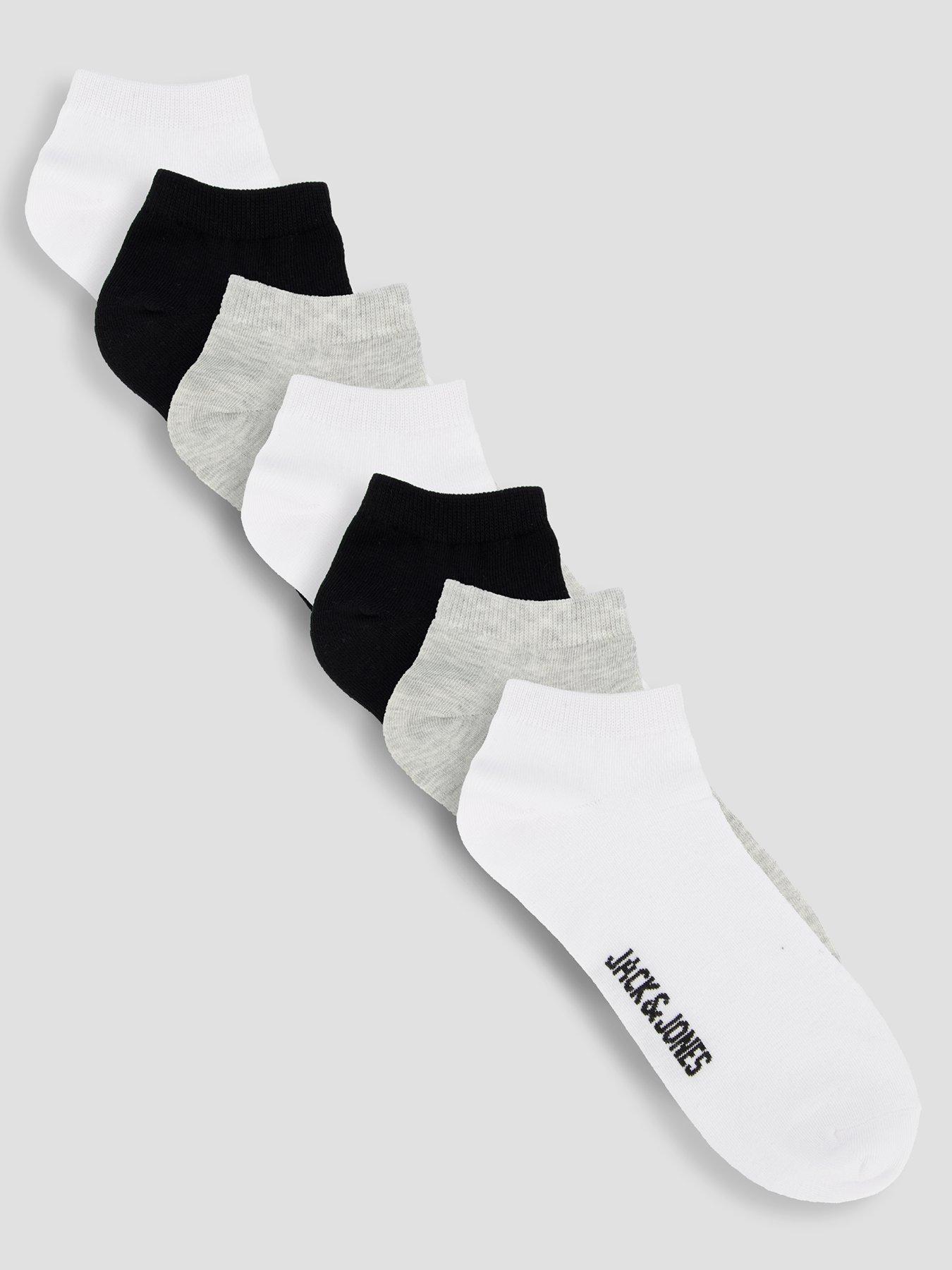 Jack & Jones Delan Short Crew Socks 7 Pack - White/Black/Grey