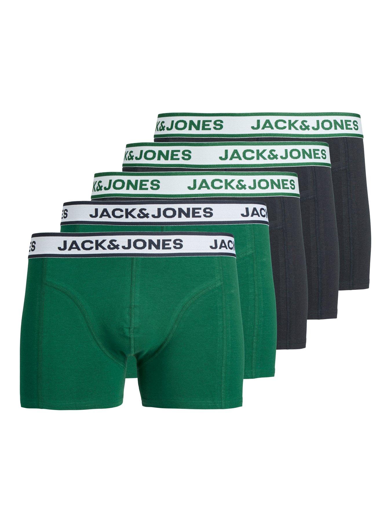 Jack & Jones: Plus Nolan Solid Trunks 5 Pack - Green/Black