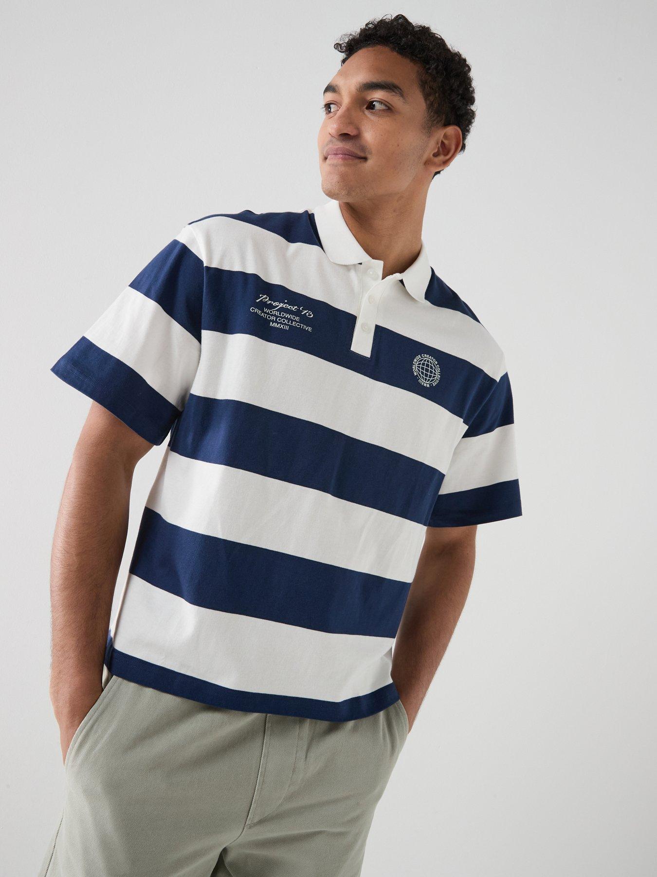 ONLY & SONS Short Sleeve Rugby Polo T-Shirt, Multi, Size 2Xl, Men