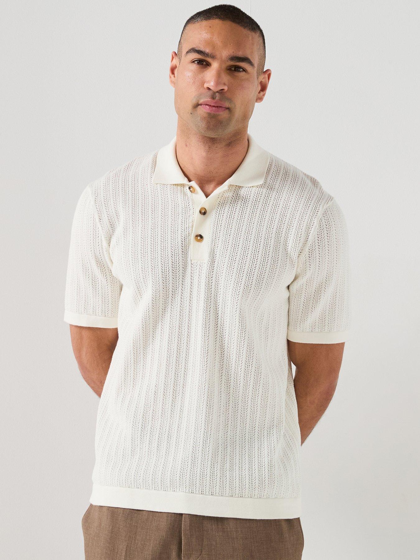 ONLY & SONS Moon Short Sleeve Knitted Polo Shirt - Off White