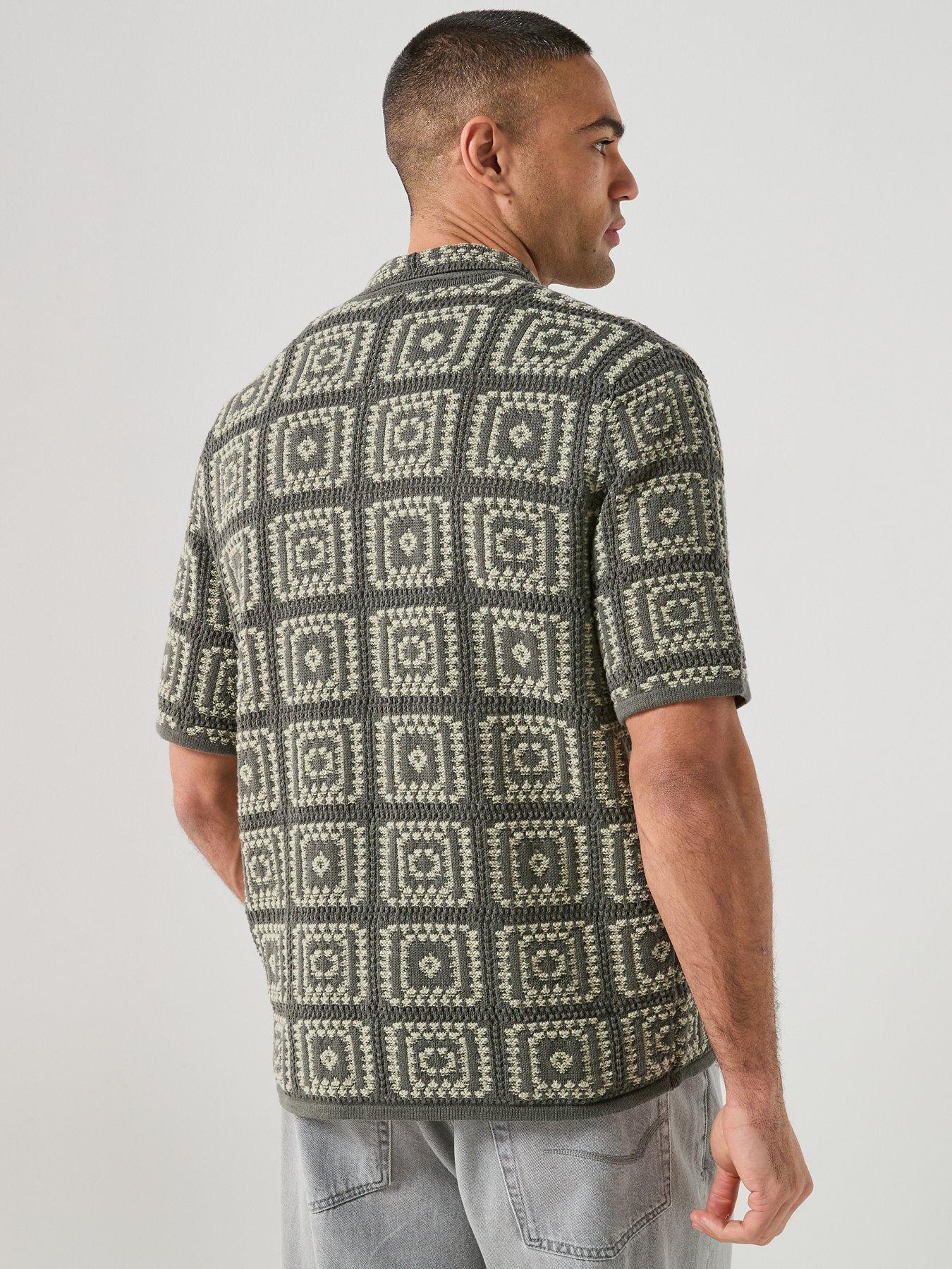 Image 2 of 6 of ONLY & SONS Bart Relaxed Fit Knitted Short Sleeve Shirt - Grey