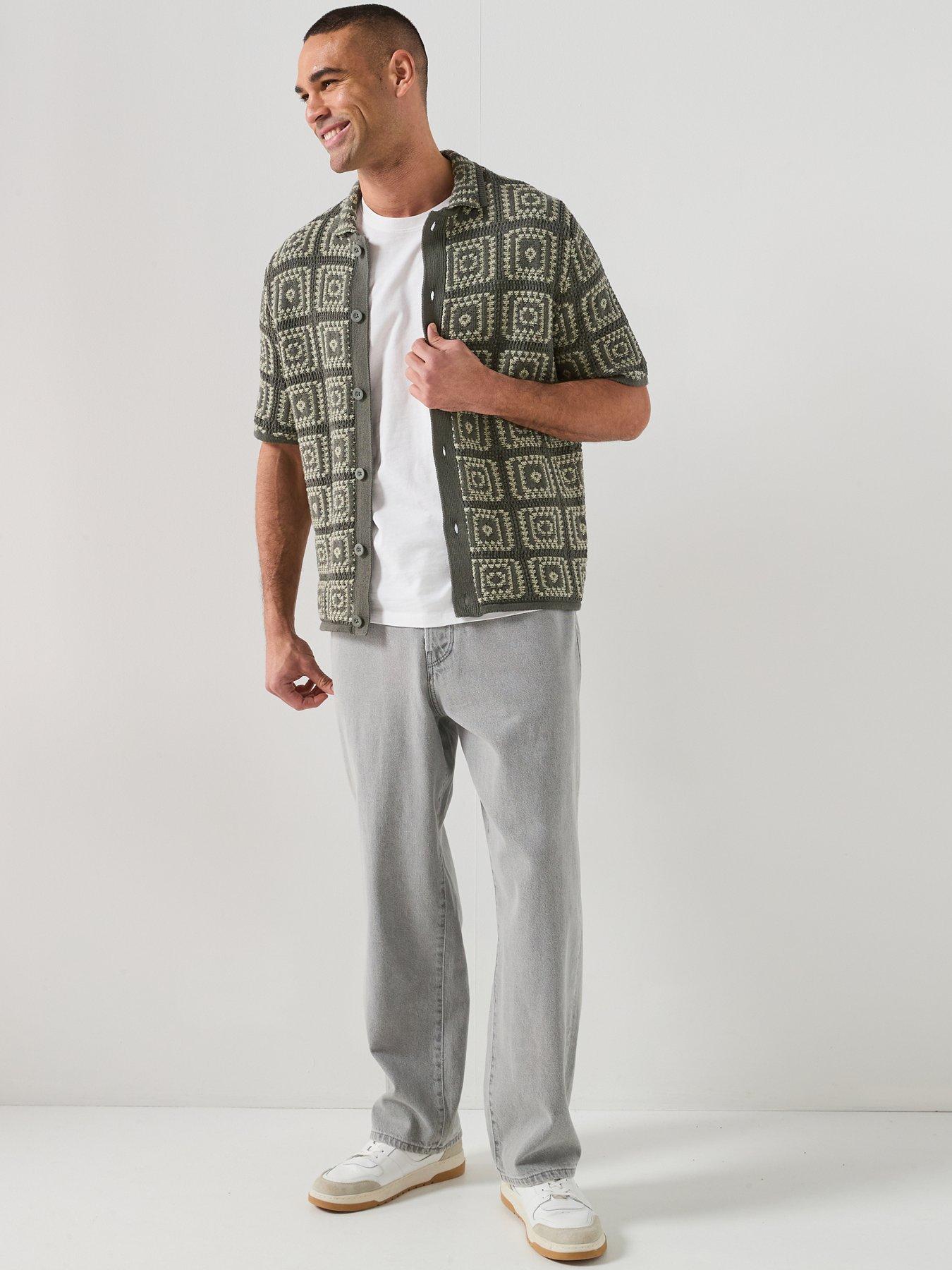 Image 3 of 6 of ONLY & SONS Bart Relaxed Fit Knitted Short Sleeve Shirt - Grey