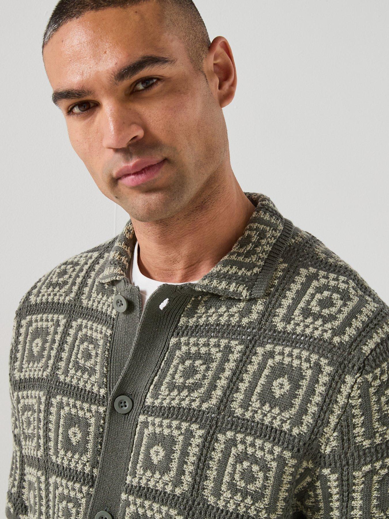 Image 4 of 6 of ONLY & SONS Bart Relaxed Fit Knitted Short Sleeve Shirt - Grey