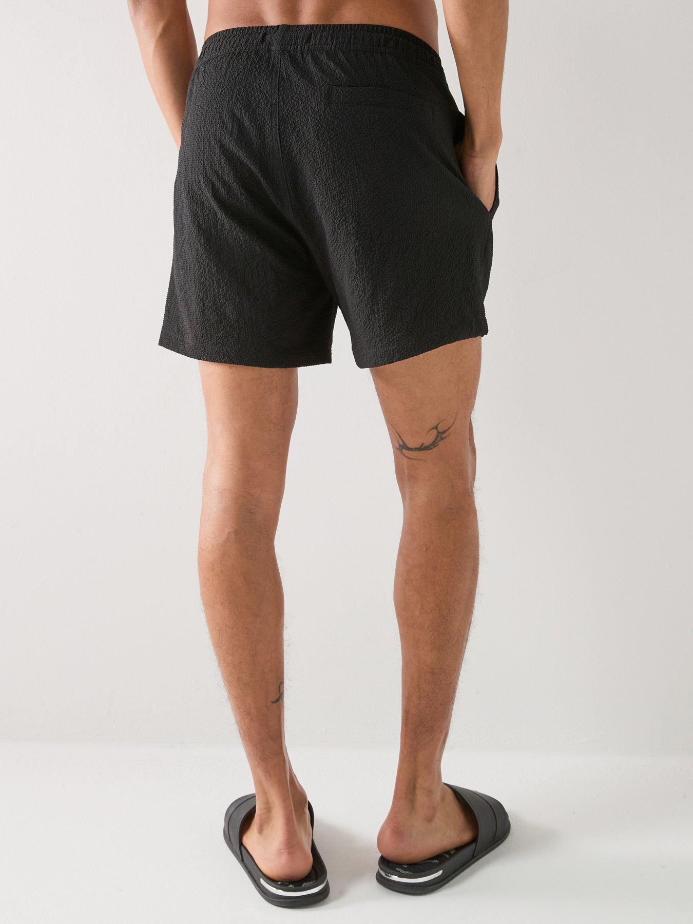 Image 2 of 4 of ONLY & SONS Ted Seersucker Swim Shorts - Black