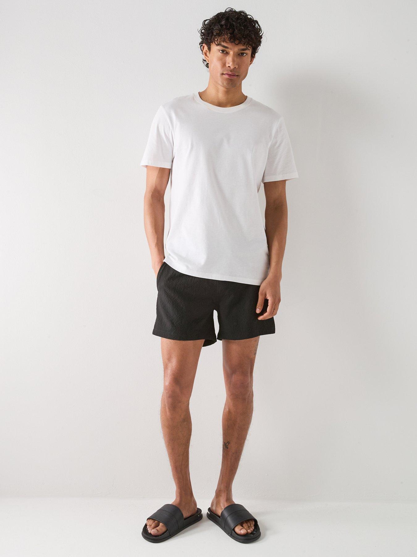 Image 3 of 4 of ONLY & SONS Ted Seersucker Swim Shorts - Black