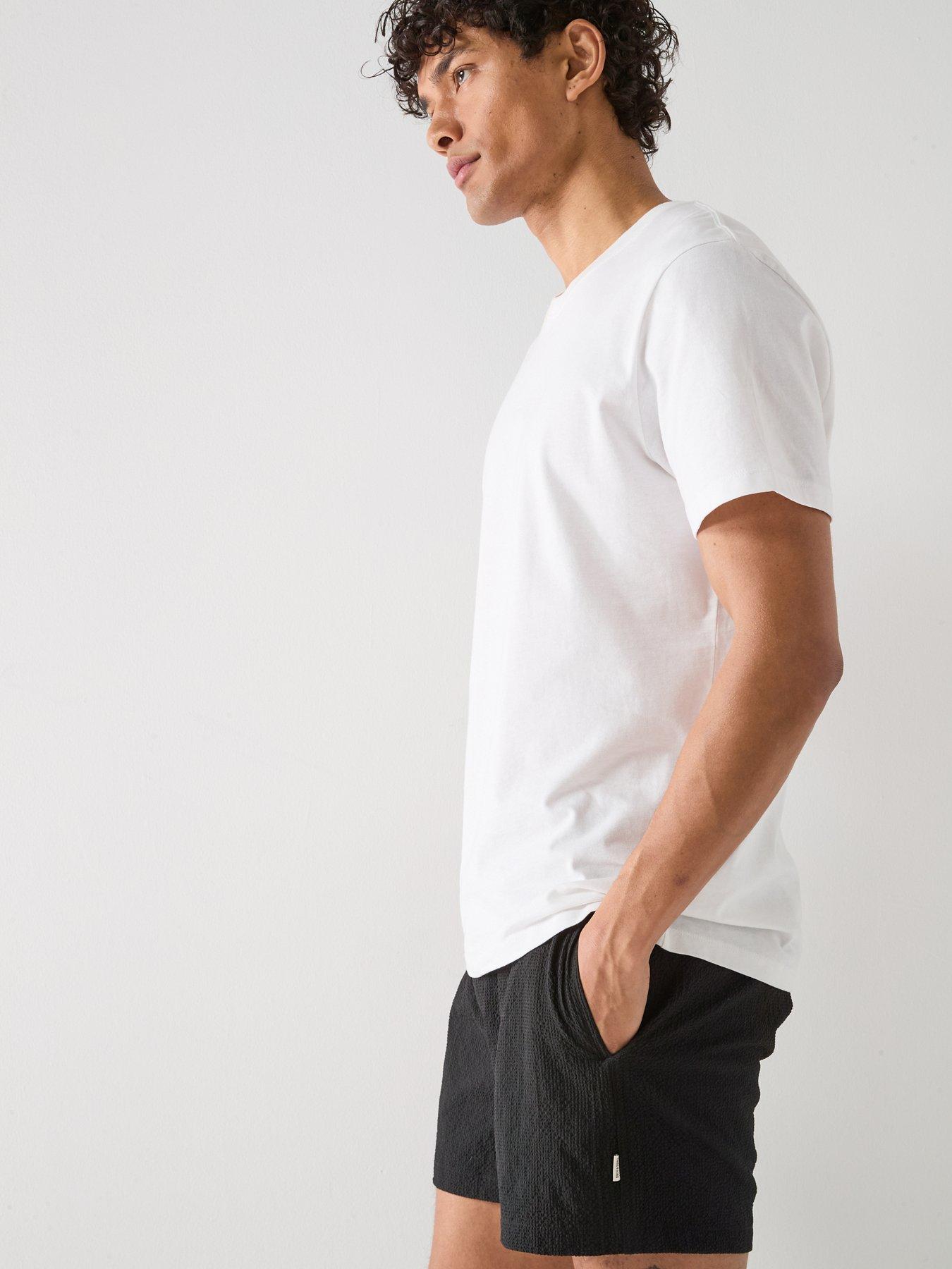 Image 4 of 4 of ONLY & SONS Ted Seersucker Swim Shorts - Black