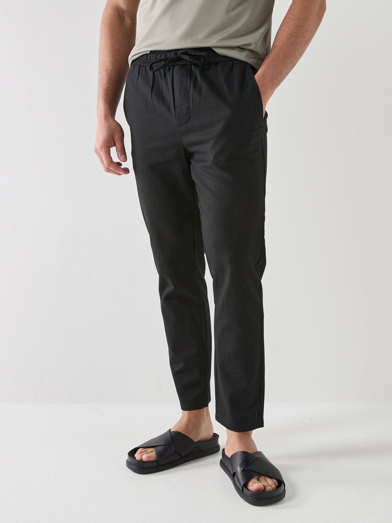 ONLY & SONS Linus Linen Blend Trousers - Black