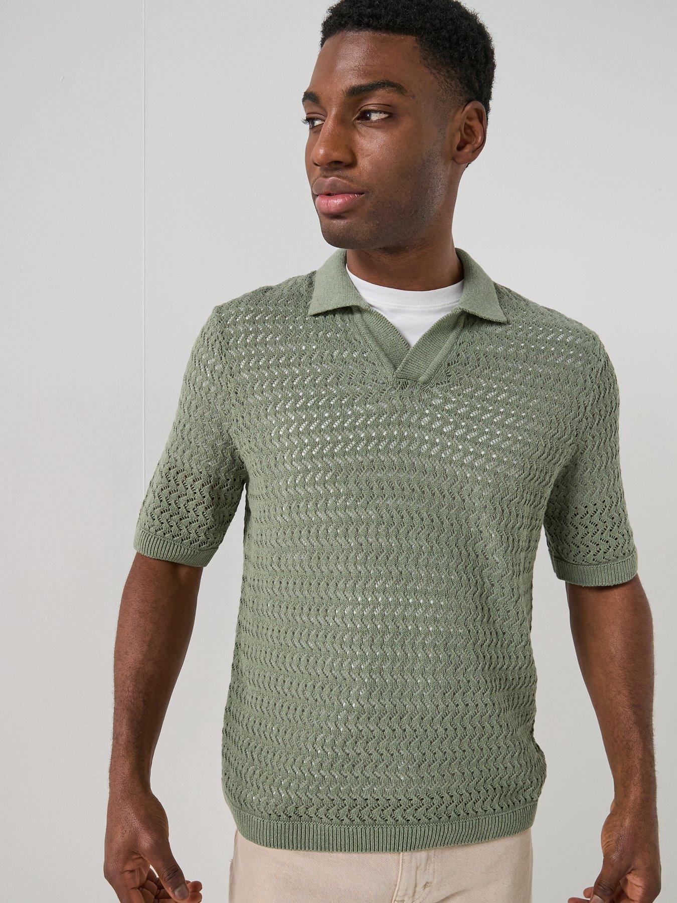 Only & Sons Nyle Life Short Sleeve Open Collar Knitted Polo Shirt - Deep Lichen Green
