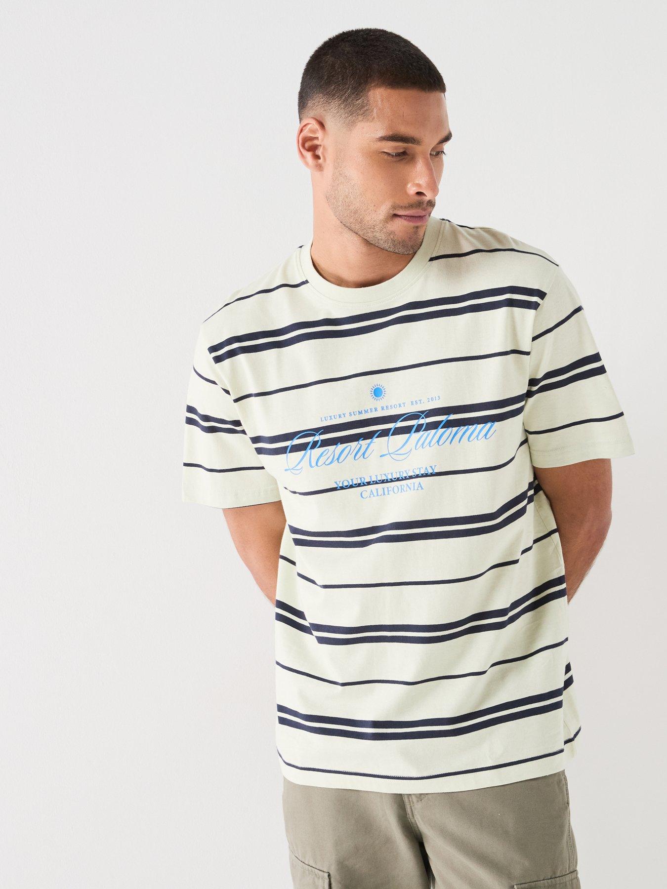 ONLY & SONS Stripe Graphic Short Sleeve T-Shirt, Multi, Size Xl, Men