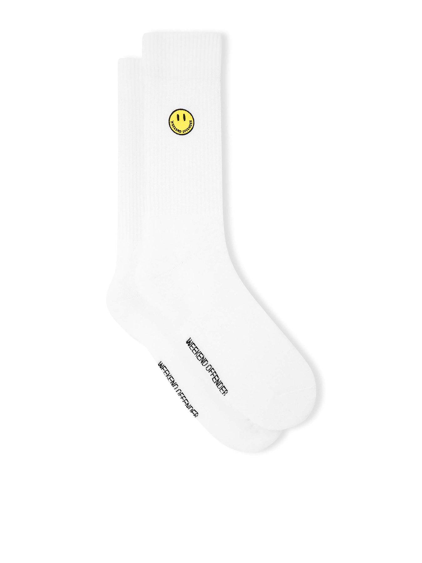 Weekend Offender Smiley 3 Pack Socks - White