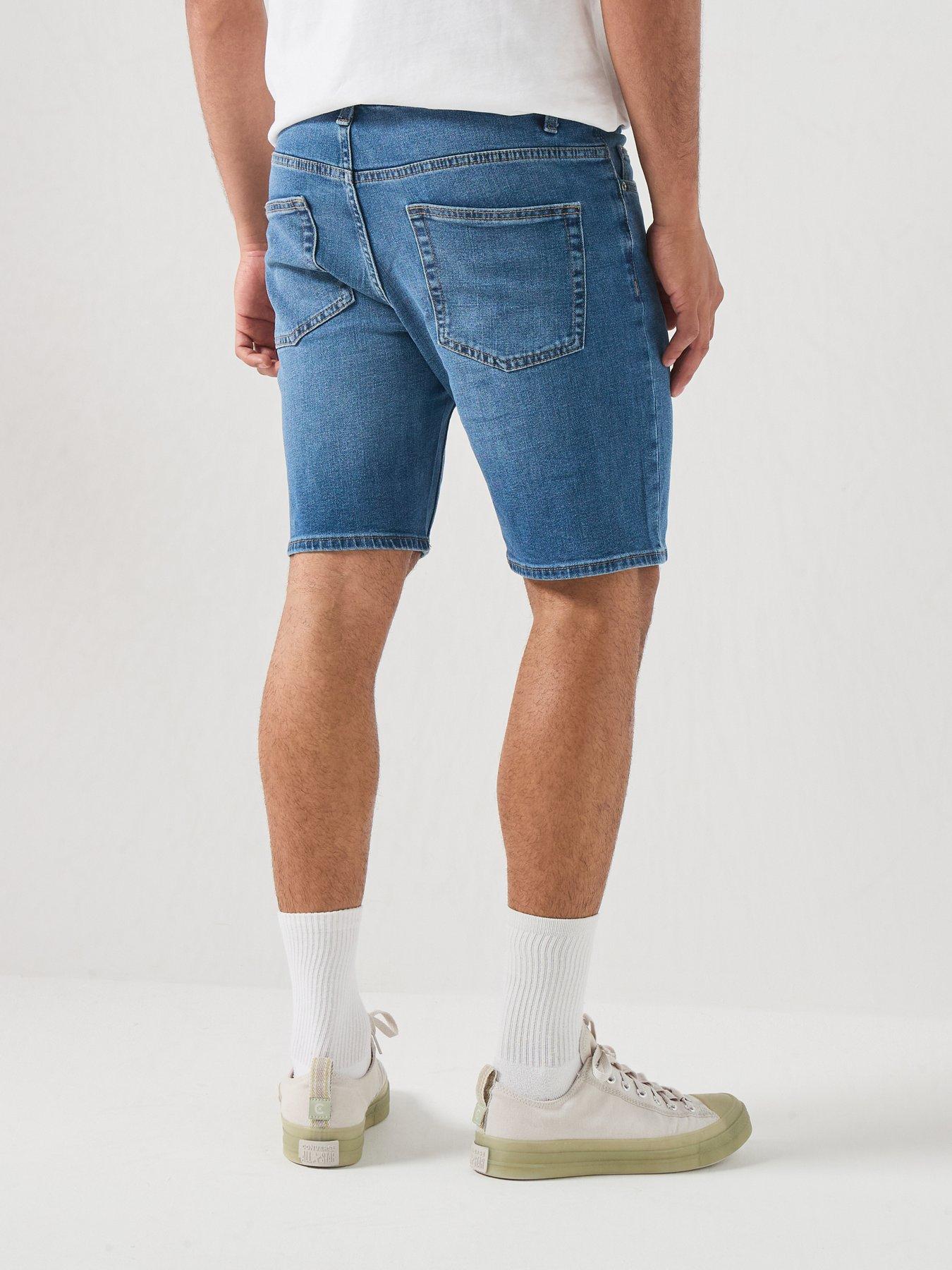 Image 2 of 6 of ONLY & SONS Weft Box Pim Denim Shorts - Blue