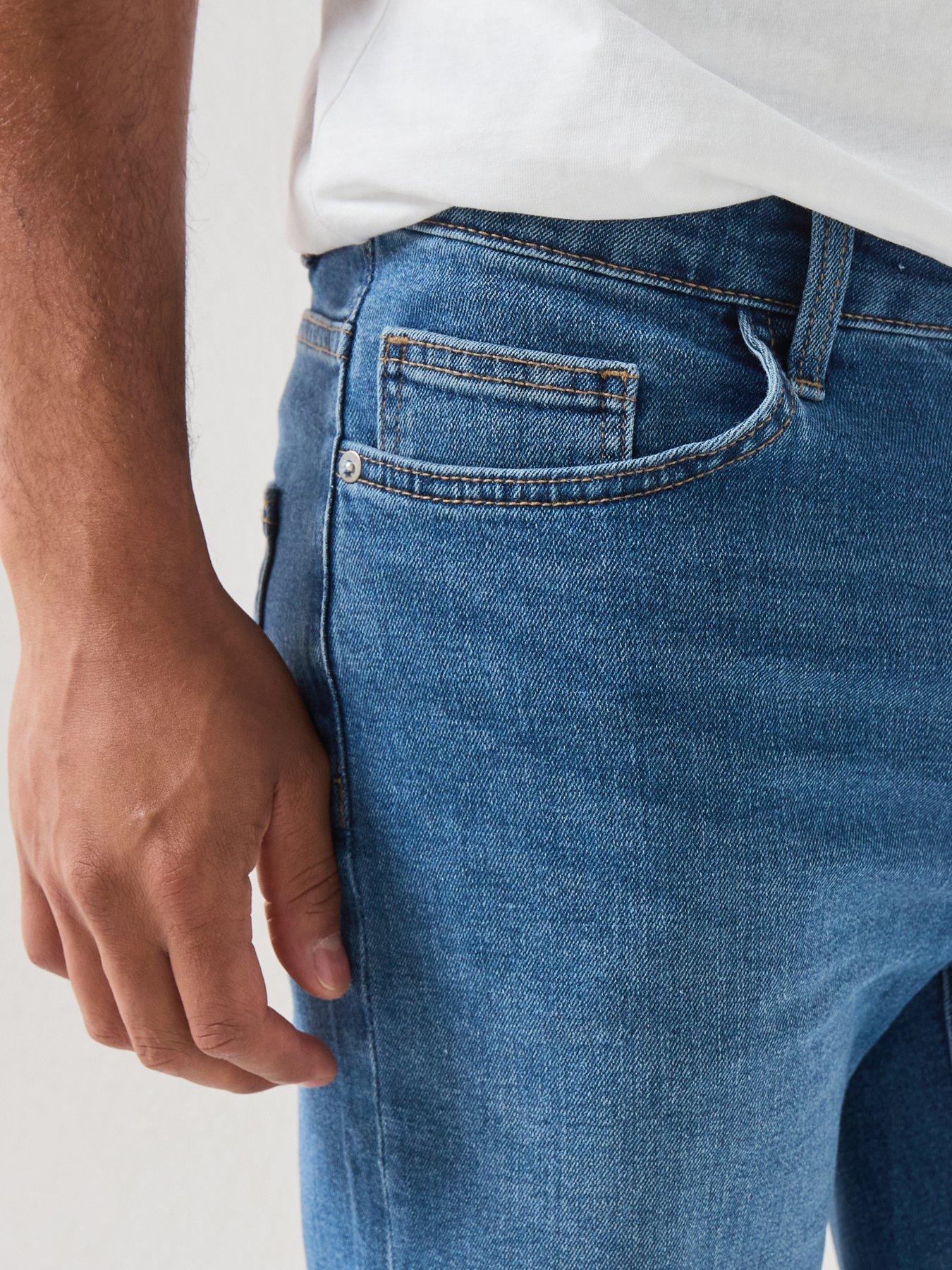 Image 4 of 6 of ONLY & SONS Weft Box Pim Denim Shorts - Blue
