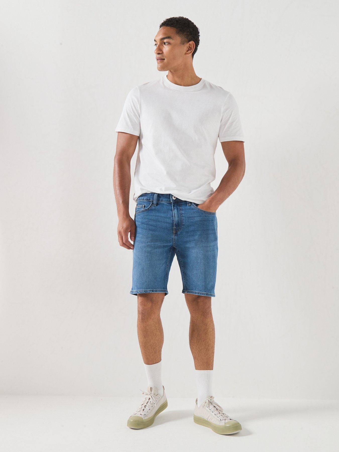 Image 5 of 6 of ONLY & SONS Weft Box Pim Denim Shorts - Blue