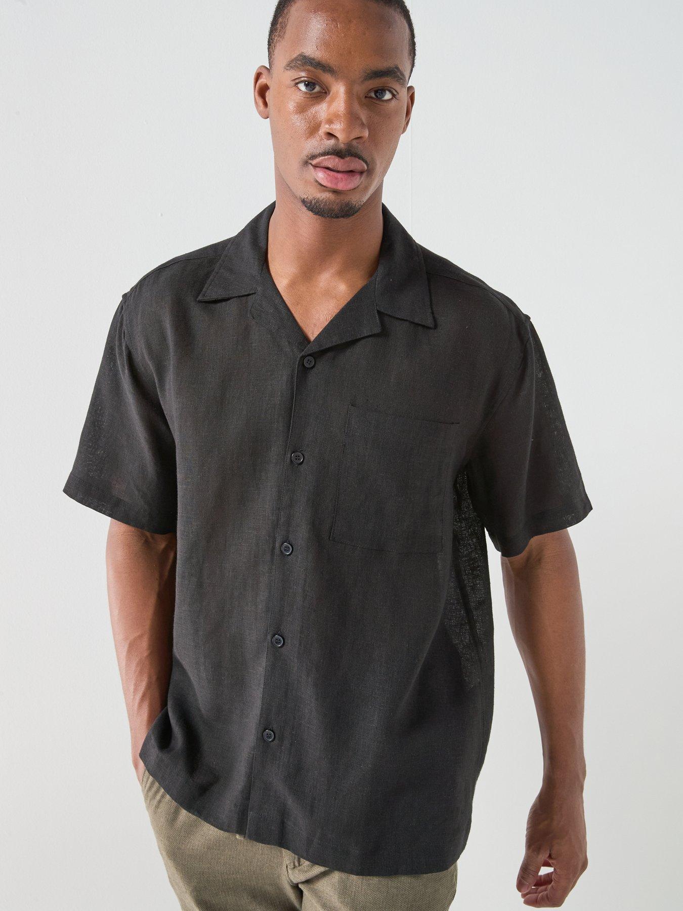 ONLY & SONS Laurence Short Sleeve Linen Blend Resort Shirt - Meteorite