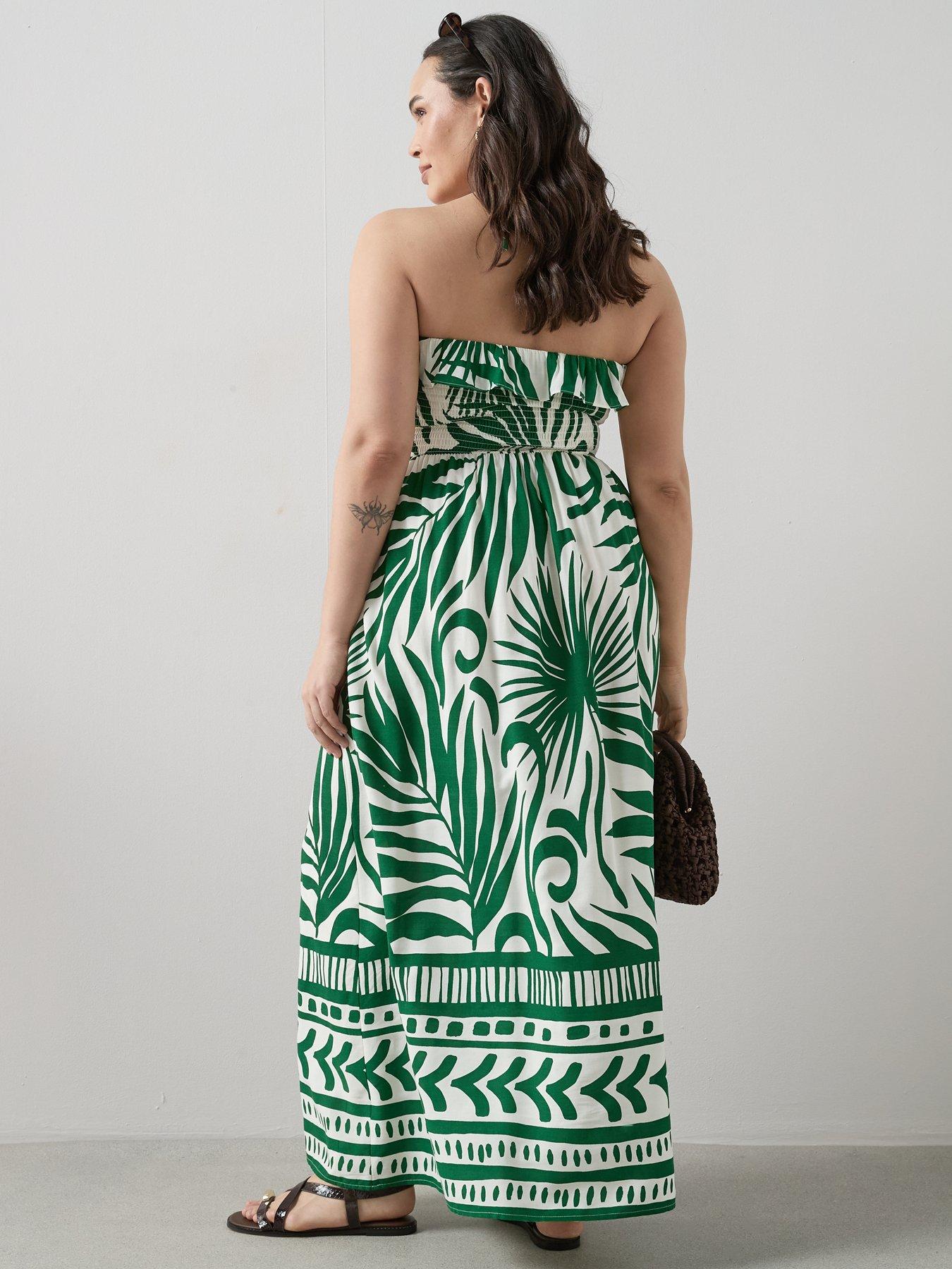 Image 2 of 6 of The Very Collection Curve Shirred Bandeau Midaxi Dress - Bright Floral