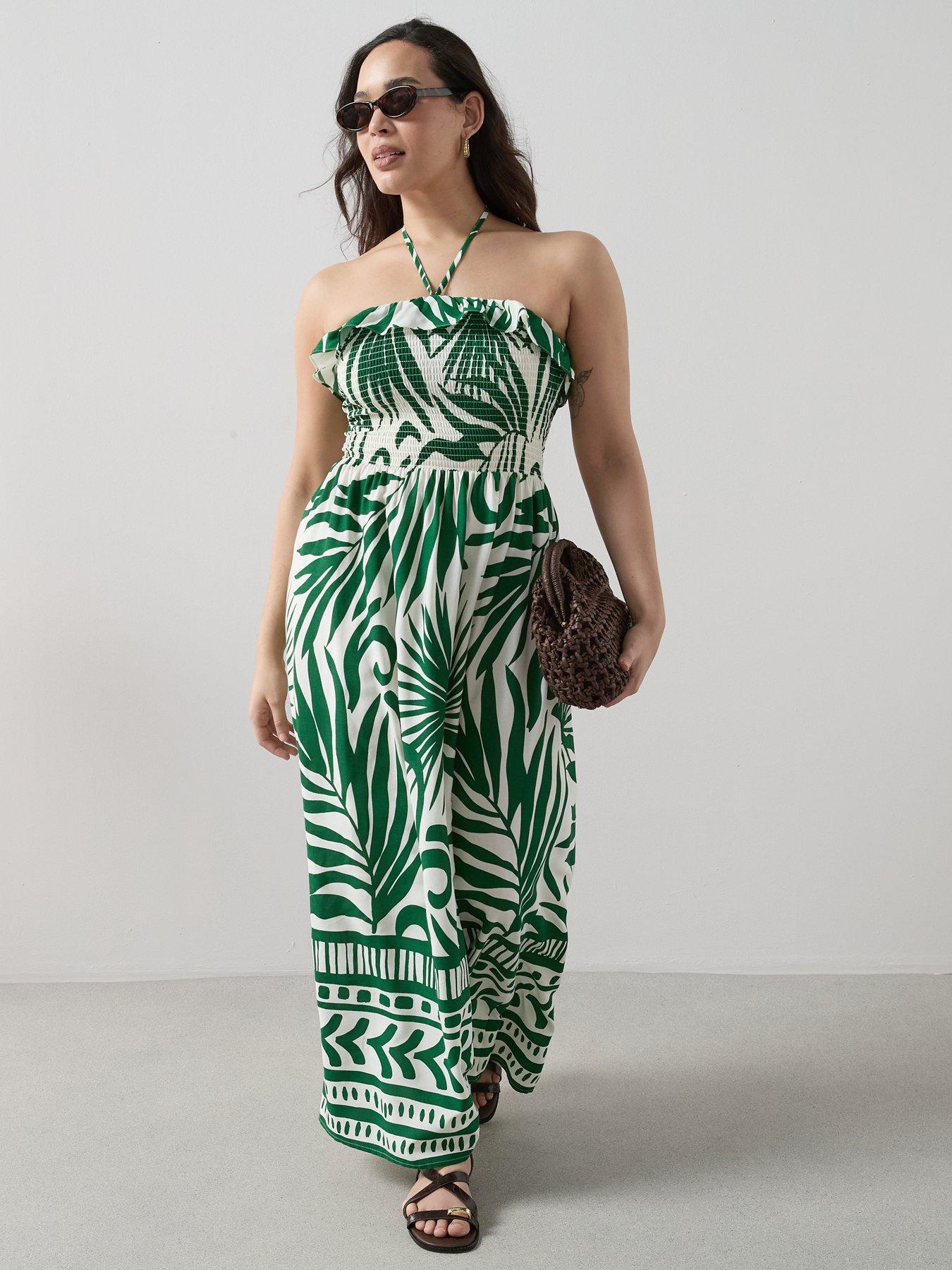 Image 3 of 6 of The Very Collection Curve Shirred Bandeau Midaxi Dress - Bright Floral