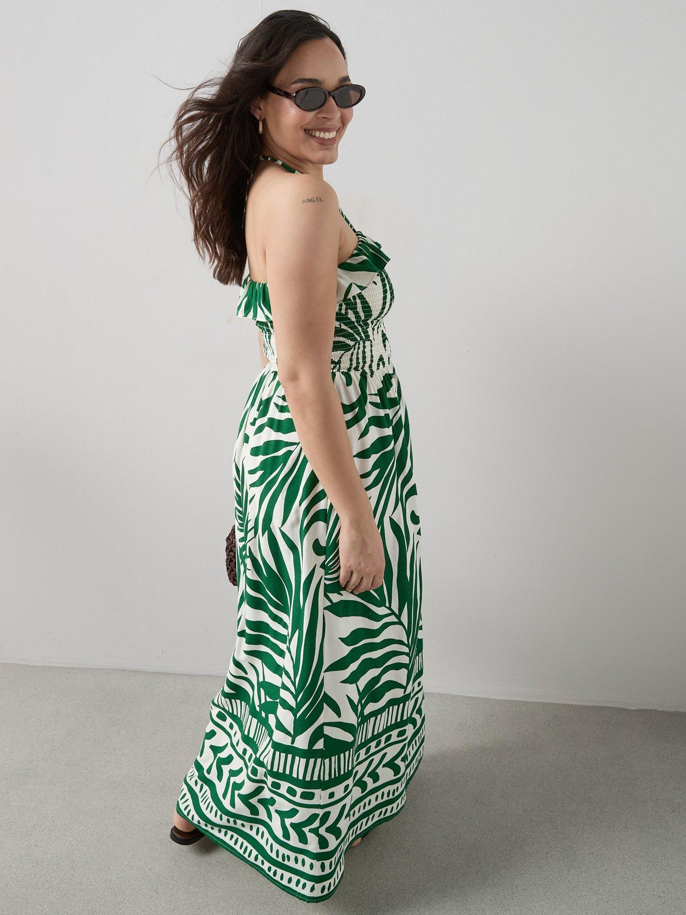Image 5 of 6 of The Very Collection Curve Shirred Bandeau Midaxi Dress - Bright Floral