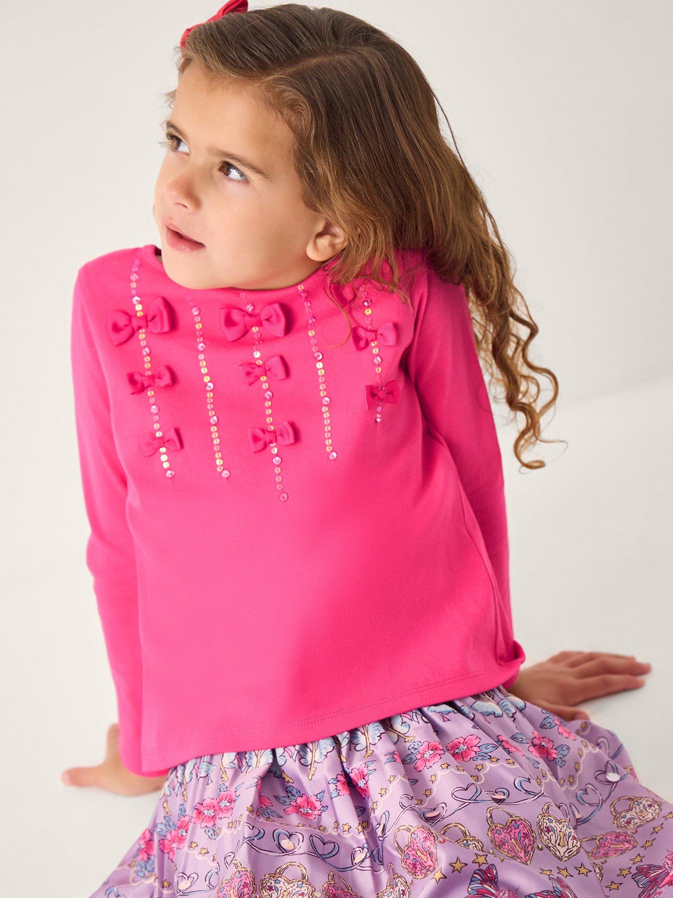 Monsoon Girls Long Sleeve 3d Bows Tshirt - Purple