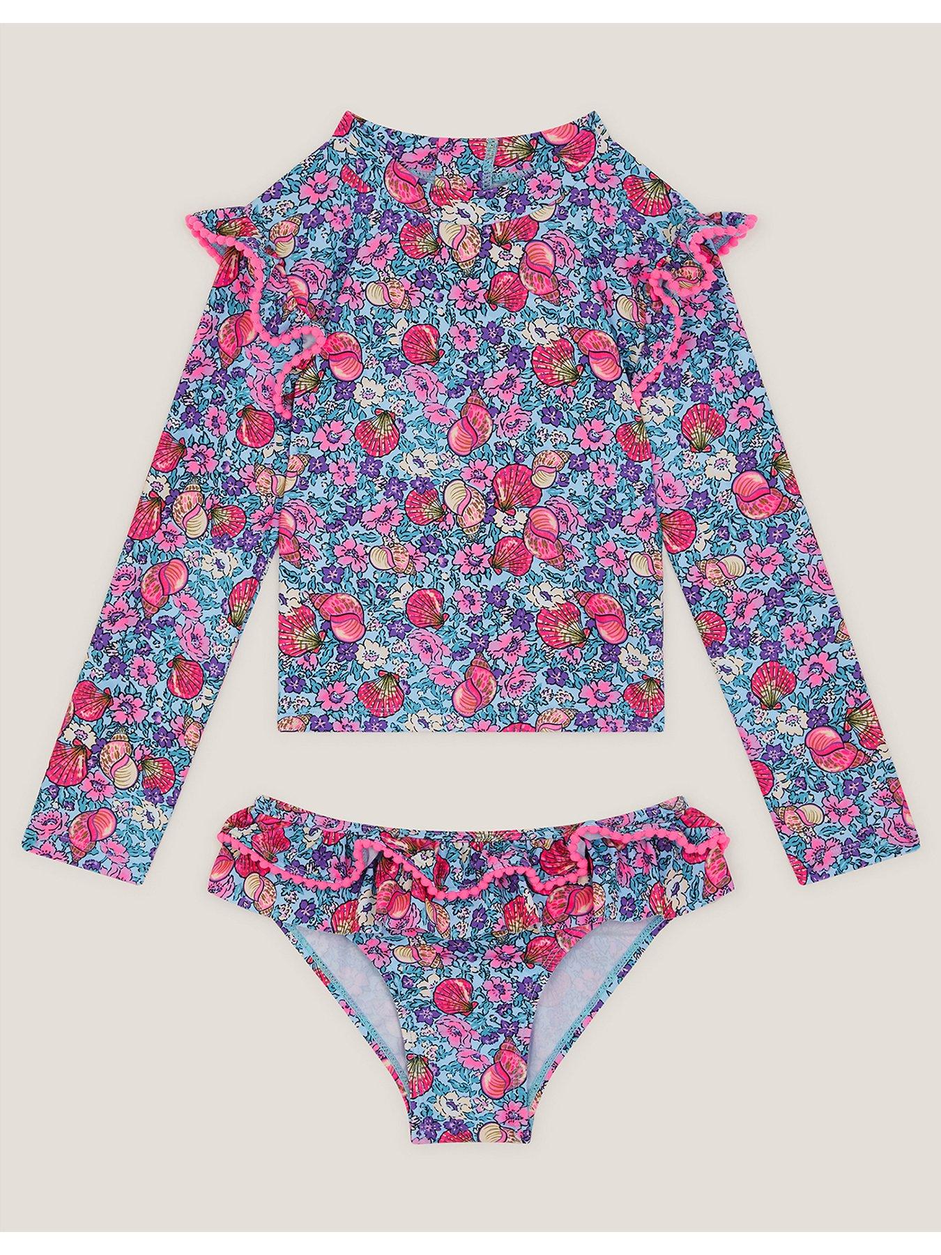 Monsoon Girls Ditsy Shell Upf 2 Piece Swim Set - Blue