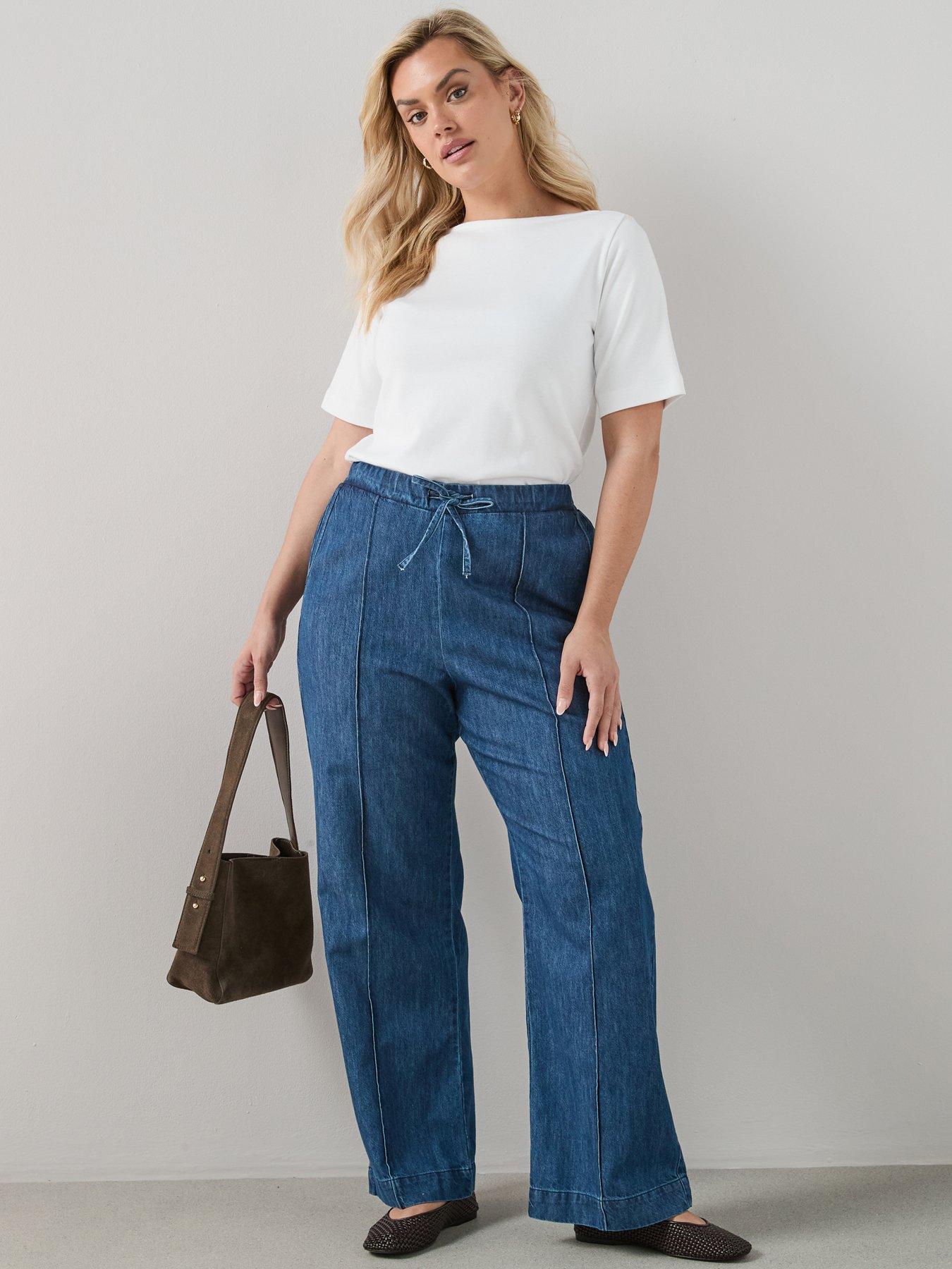 The Very Collection Curve Elasticated Waist Wide Leg Jean - Dark Wash