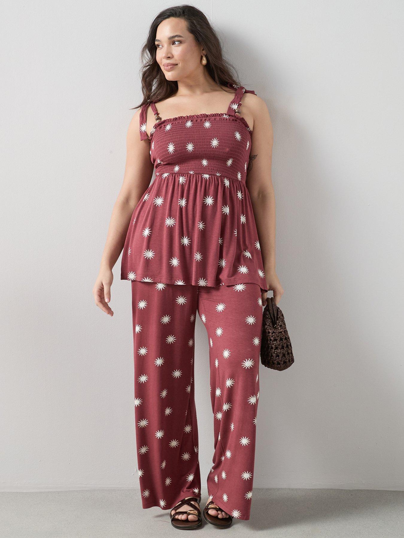 Image 1 of 6 of The Very Collection Curve Stretch Printed Co-ord&nbsp;Wide Leg Trousers - Multi