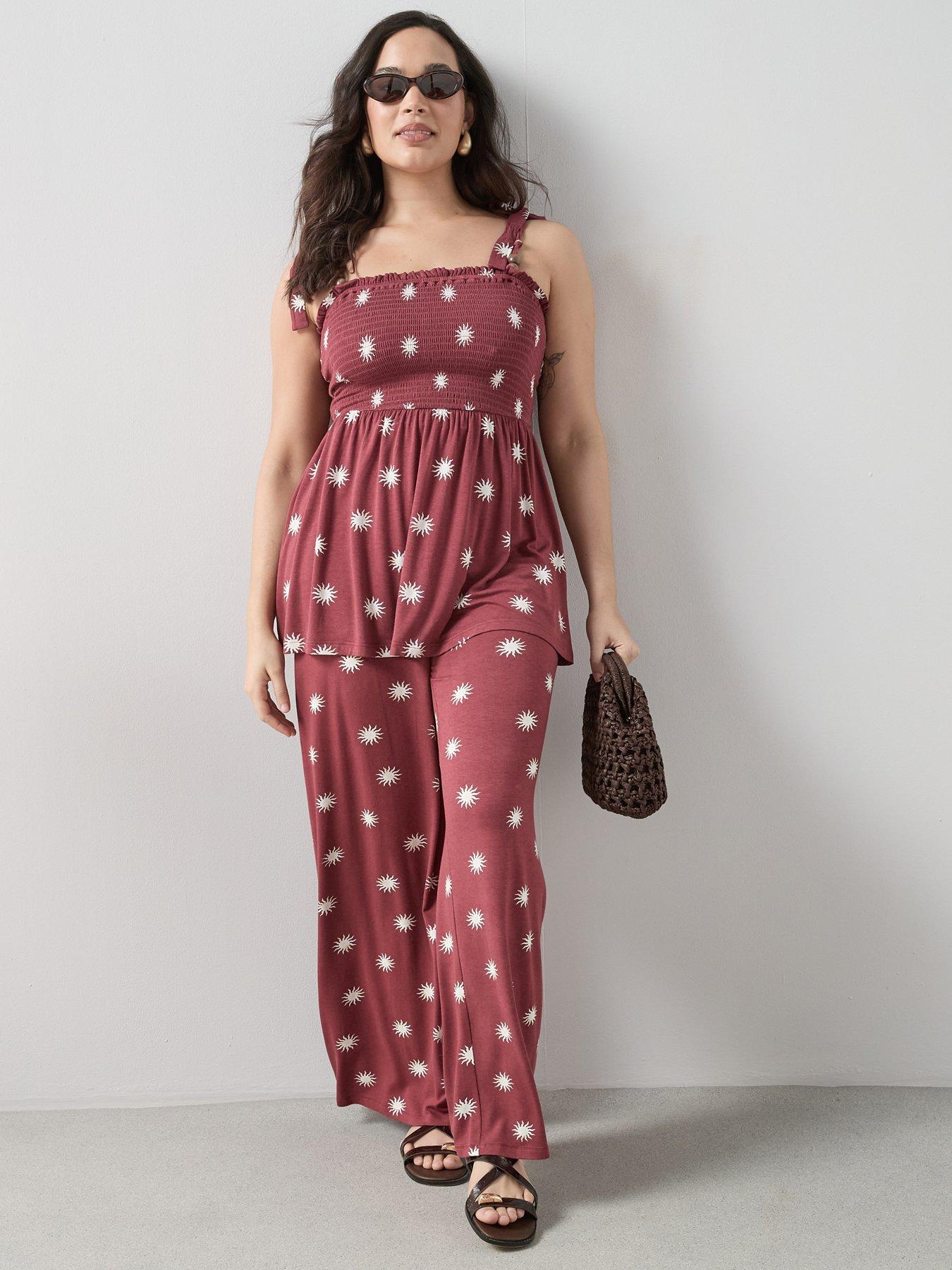 Image 5 of 6 of The Very Collection Curve Stretch Printed Co-ord&nbsp;Wide Leg Trousers - Multi