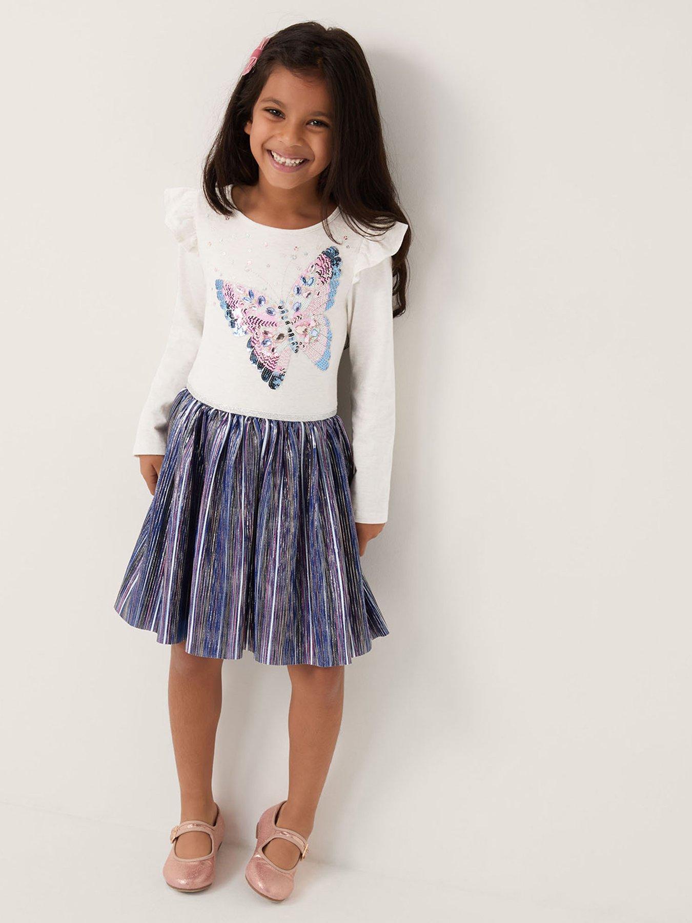 Monsoon Girls Butterfly Disco Dress - Blue