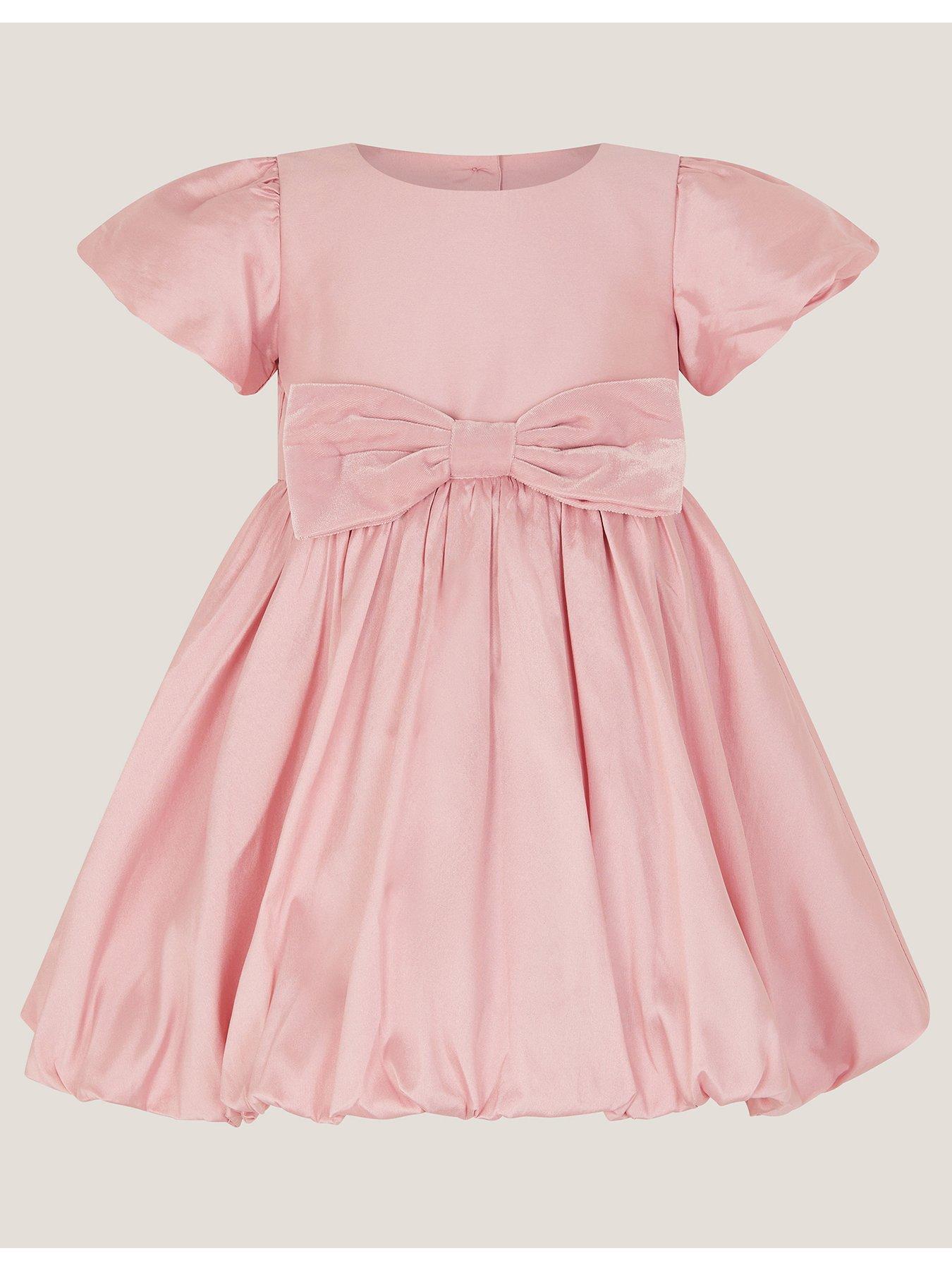 Monsoon Baby Girls Puffball Velvet Bow Dress - Pink