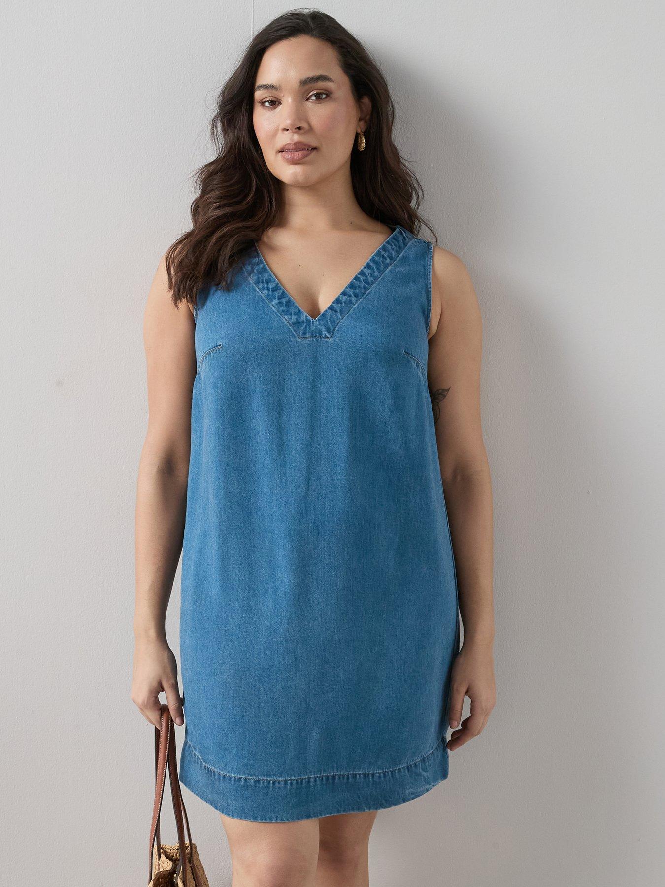 The Very Collection Curve Sleeveless Denim Mini Dress - Blue