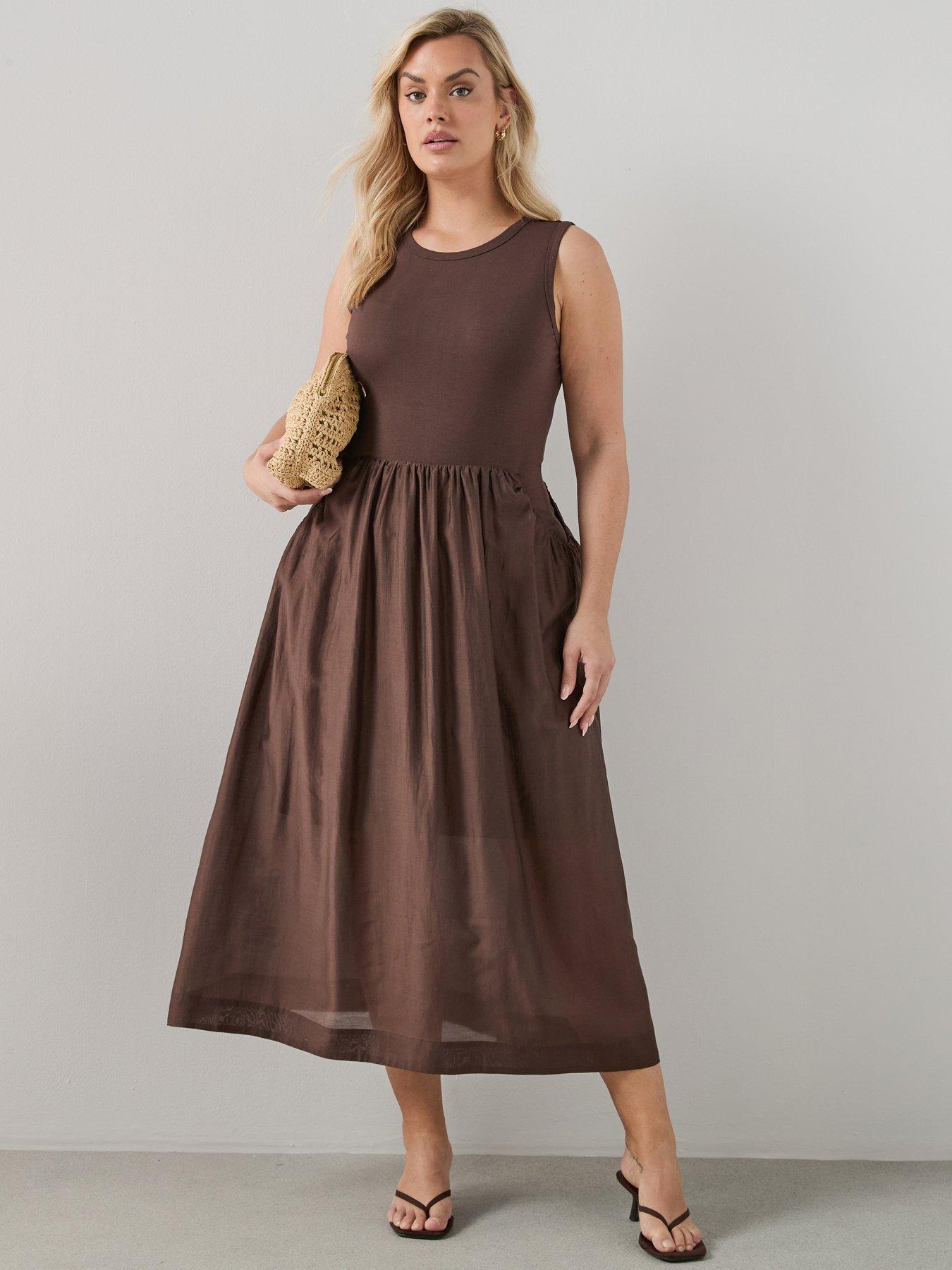The Very Collection Curve Woven Skirt Midaxi Dress - Brown